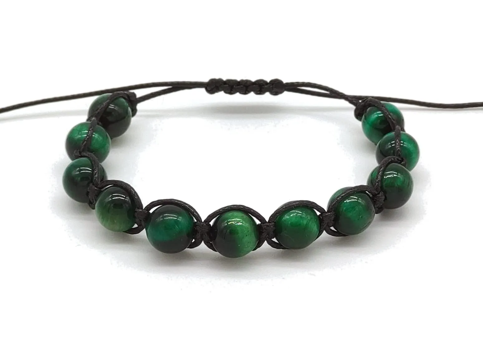 Bracciale Occhio di Tigre Verde Shamballa Unisex - Protezione e Prosperità