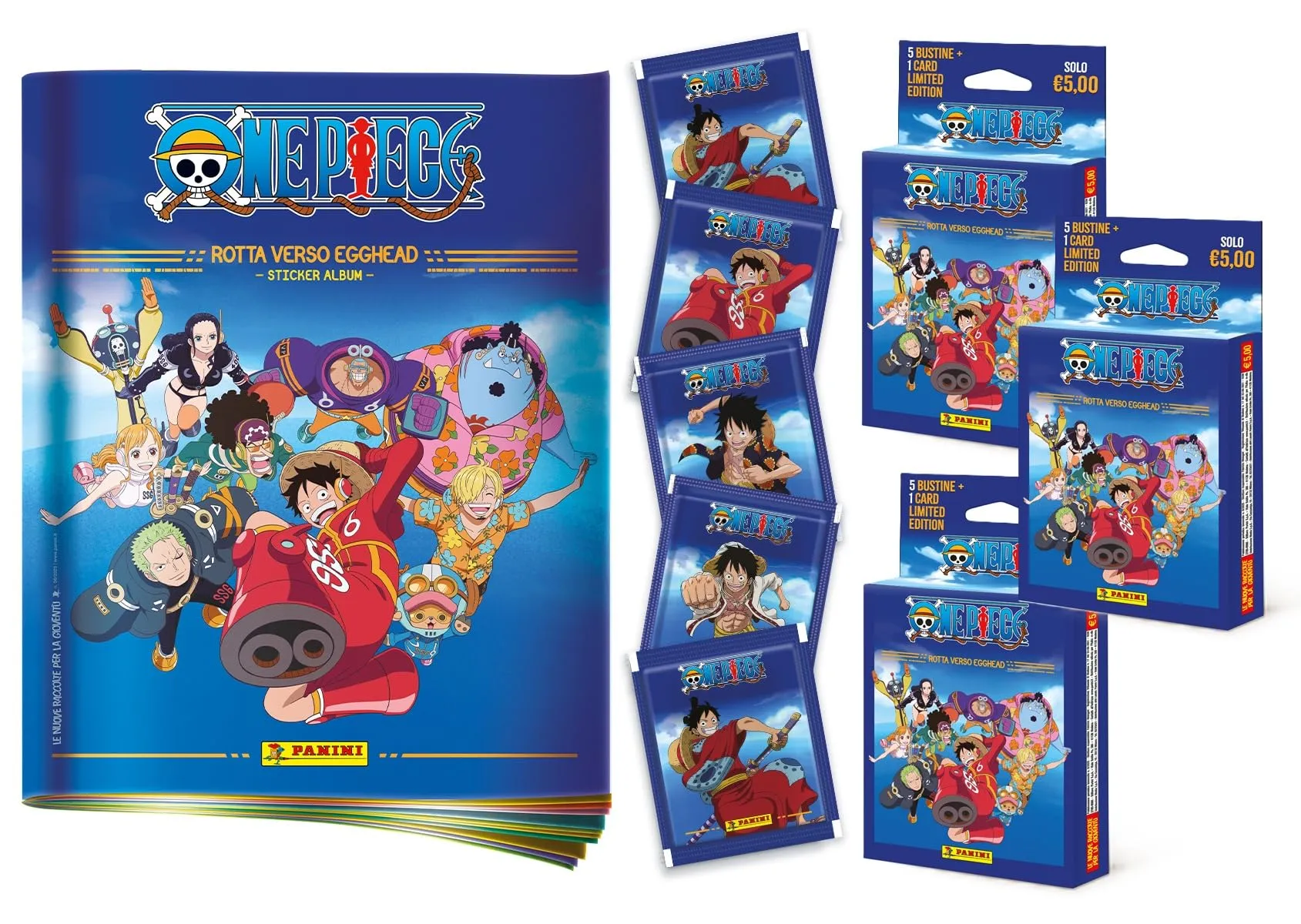 One Piece: Rotta Verso Egghead Sticker Collection - Super Starter Pack [Album + 20 Bustine + 6 Card Limited Edition]