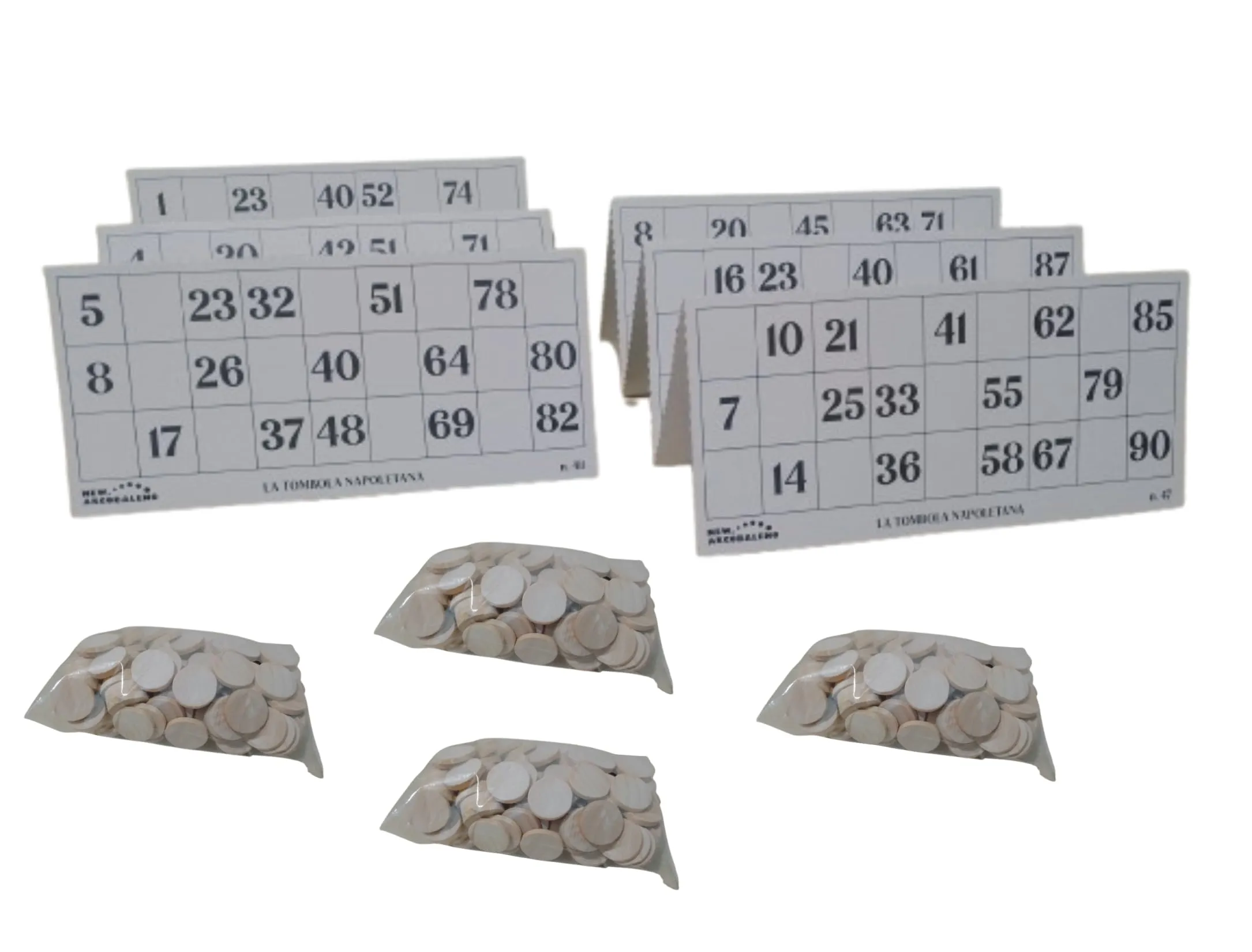 Cartelle Aggiuntive Tombola Napoletana + Copri Numeri in Legno