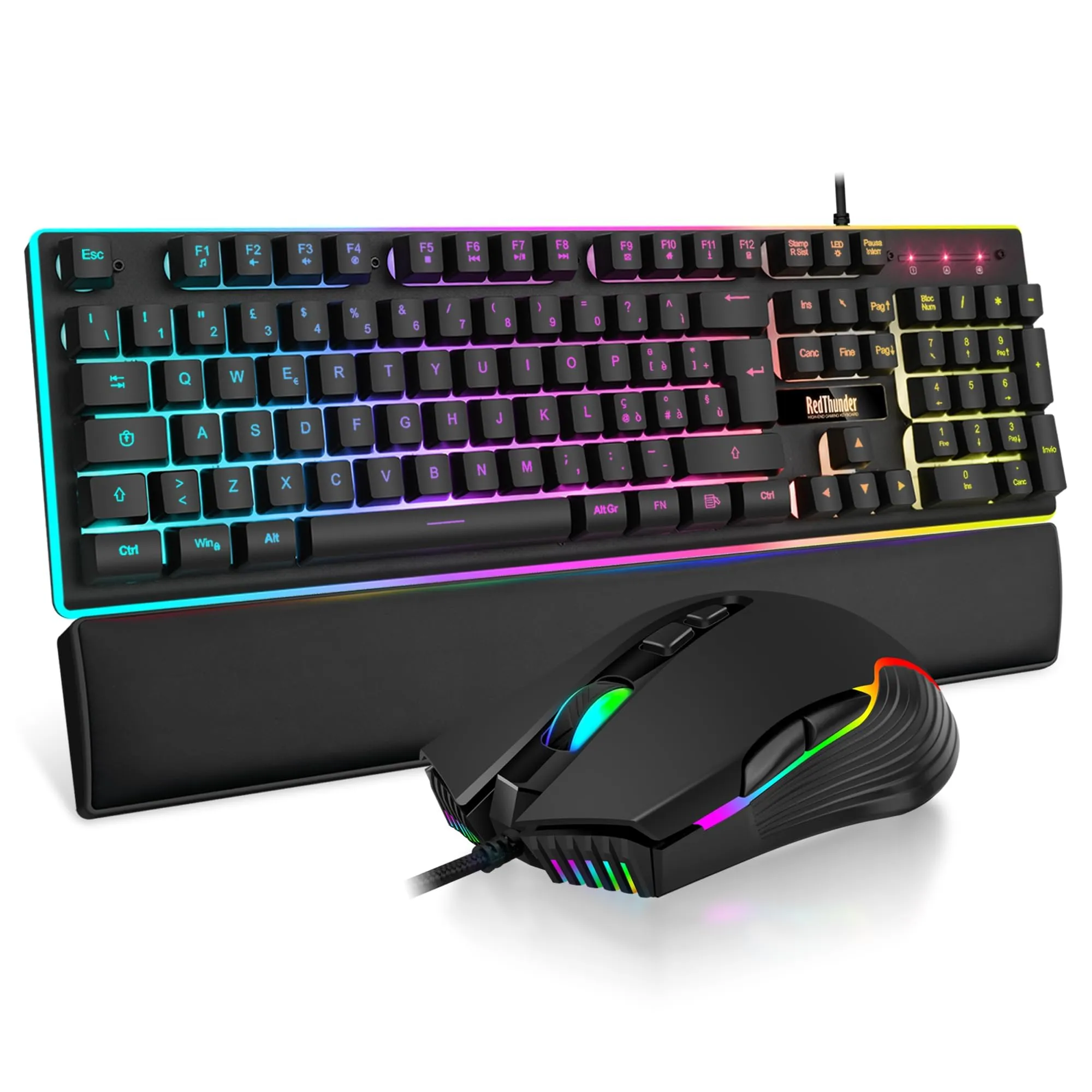 RedThunder K10 Combo Tastiera e Mouse Gaming RGB con Poggiapolsi