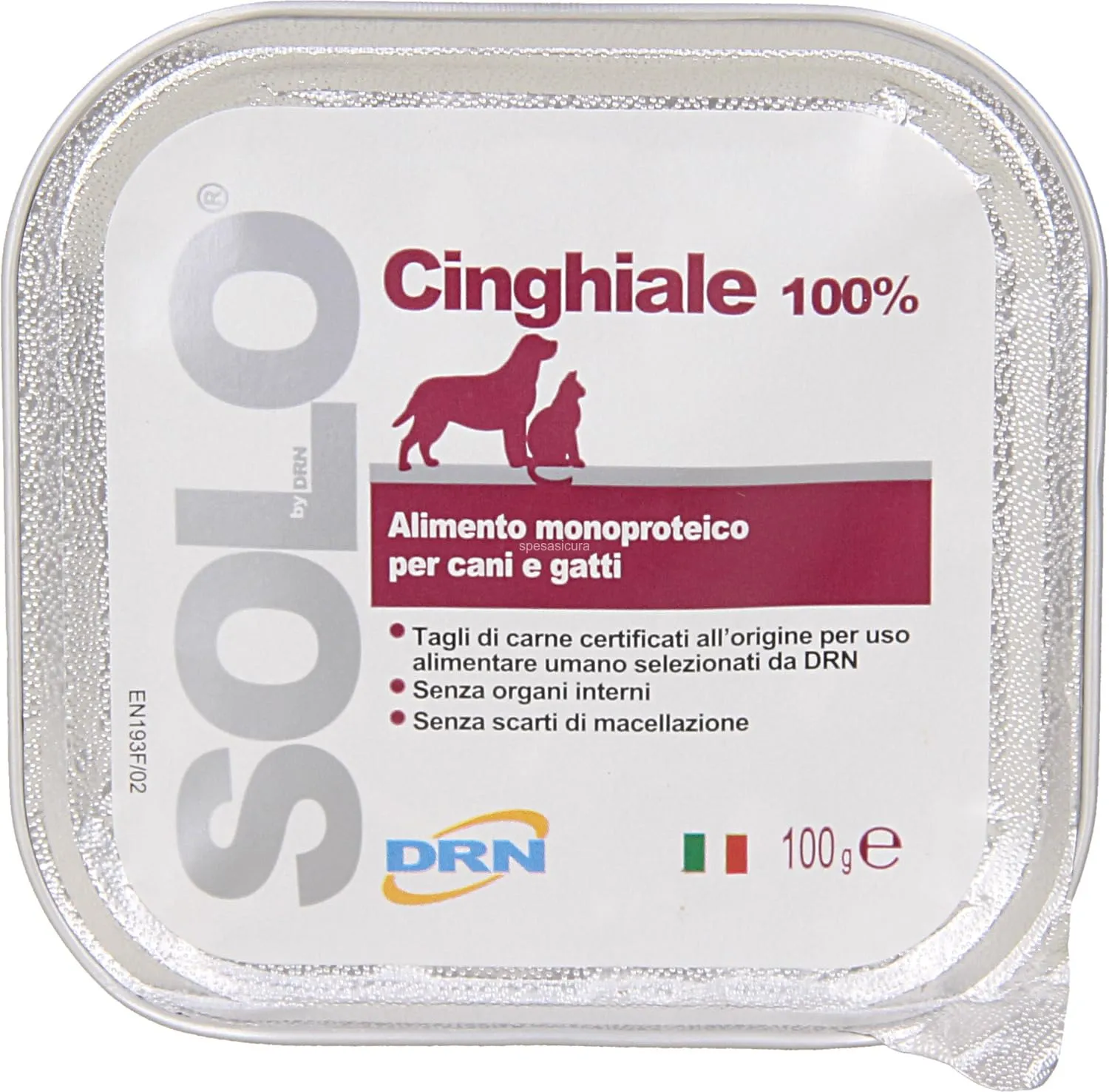 DRN Solo Cinghiale - Alimento Monoproteico per Cani e Gatti (32 x 100g)
