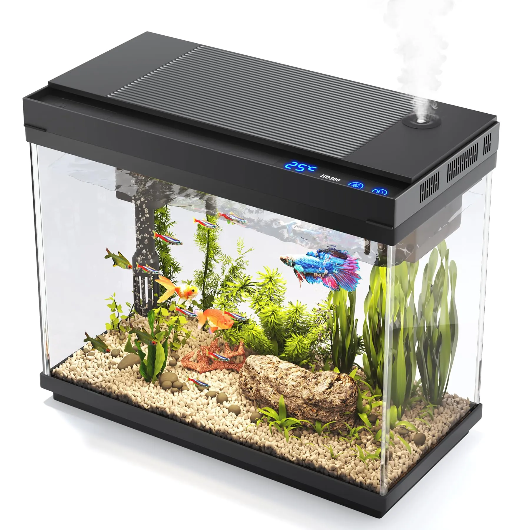 Vehipa Acquario Completo 9L con Umidificatore e Illuminazione LED