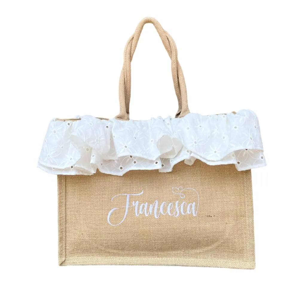 Borsa Mare in Juta Personalizzata con Pochette - Capri