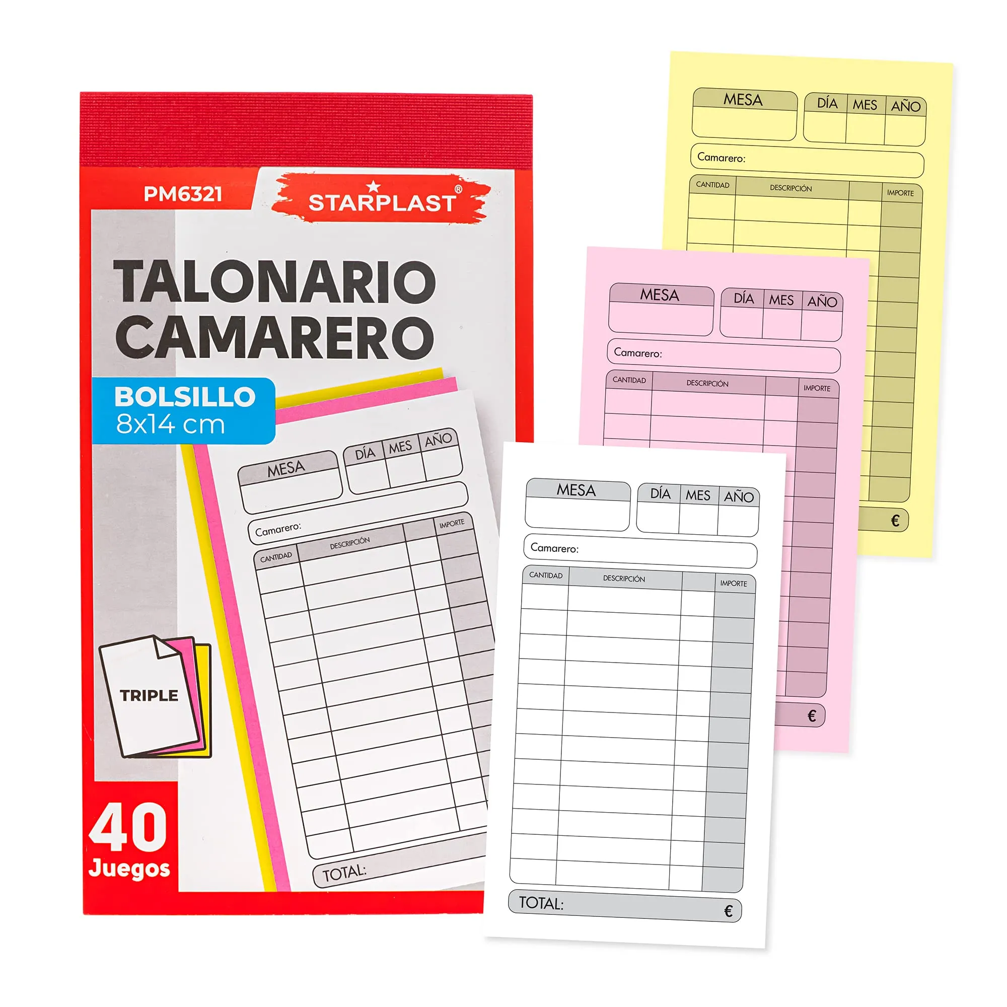 Blocchetti da Cameriera Starplast Triplicato - 6 x 40 Servizi