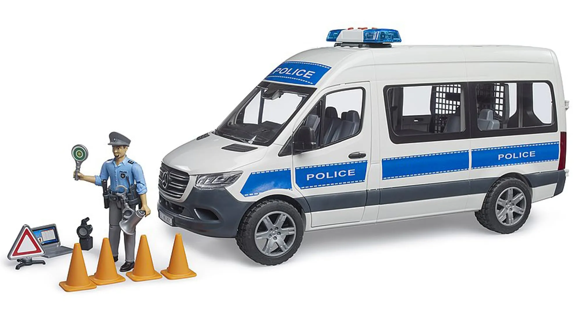 Bruder 02683 - MB Sprinter Veicolo di Emergenza della Polizia con Modulo Luci e Suoni, Poliziotto Bworld - 1:16