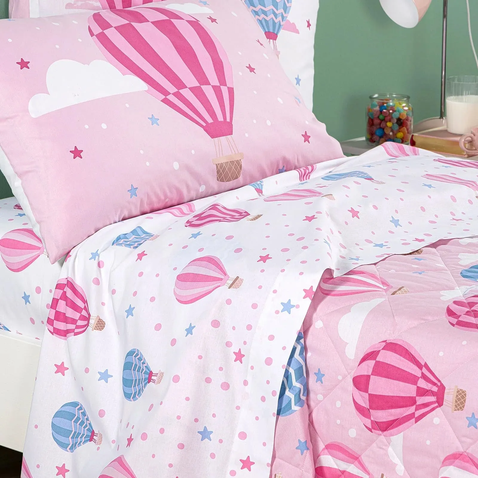 Caleffi - Completo lenzuola per letto singolo art. Star variante Rosa