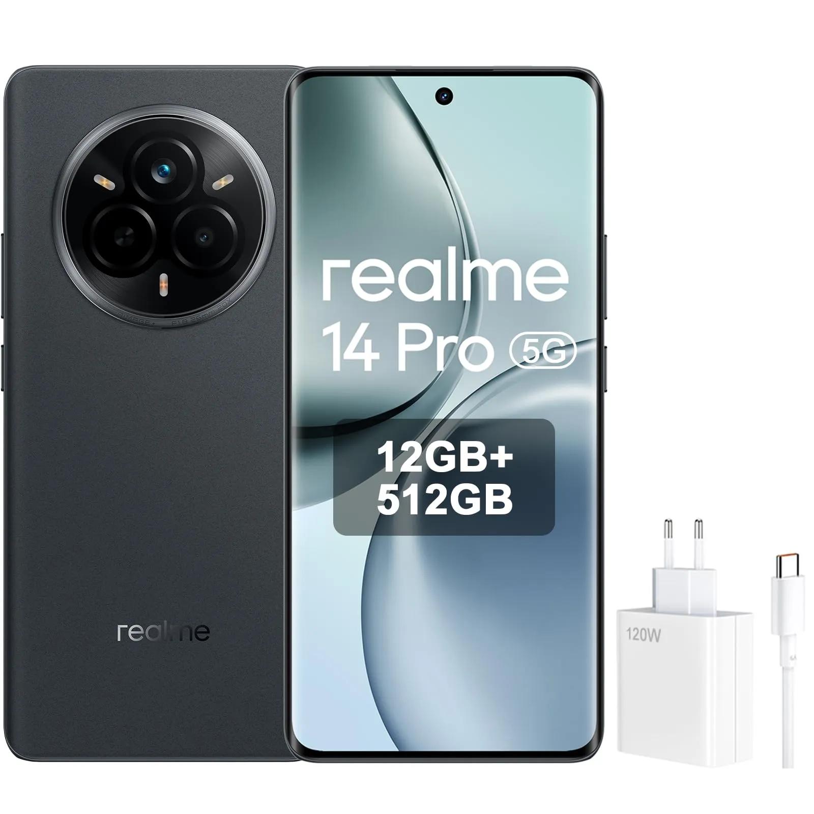 Realme 14 Pro Smartphone 5G, 12+512GB, Grigio: Fotocamera Sony IMX882 OIS AI, Design Sensibile al Colore, Batteria 5260mAh, Display 120Hz e Protezione Occhi