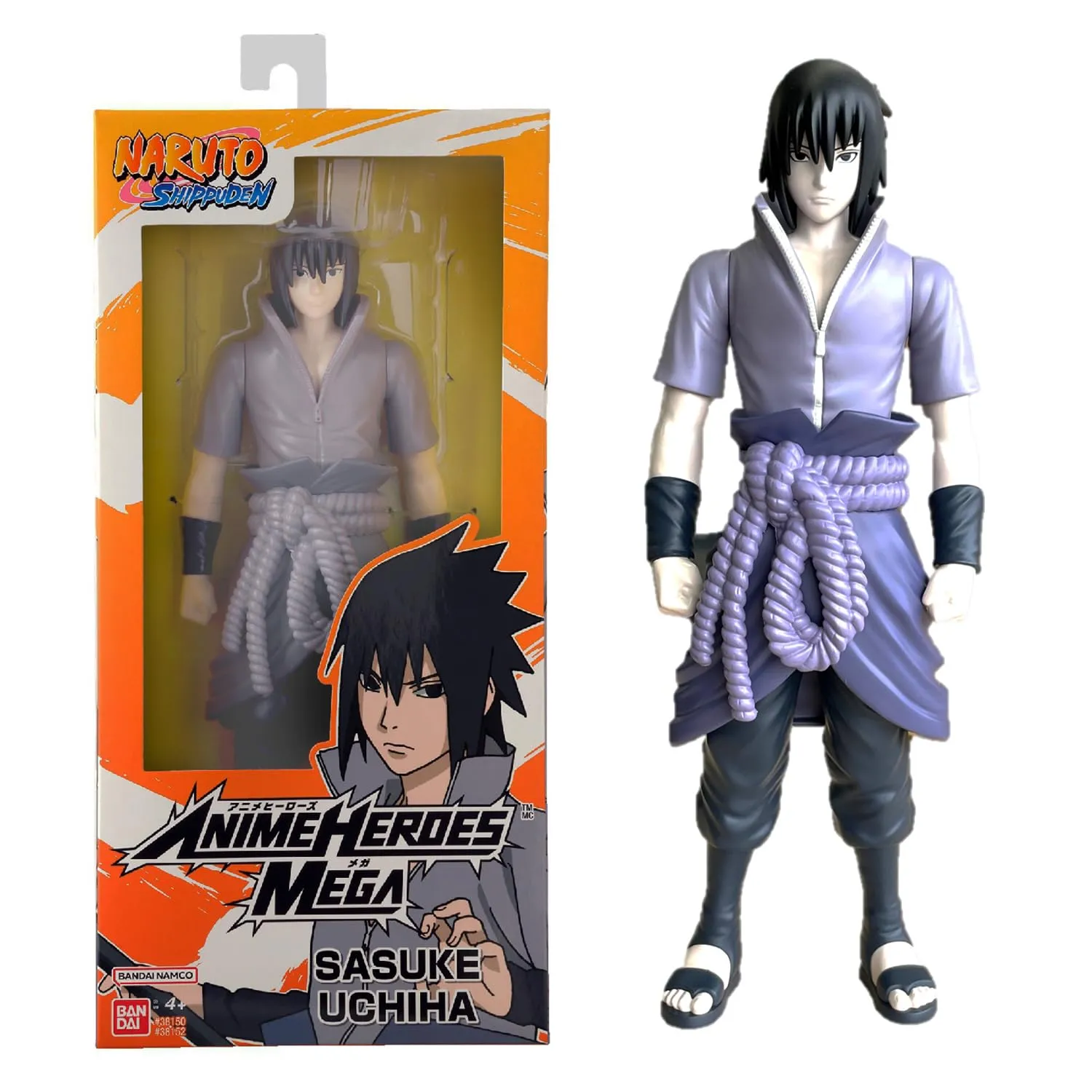 Bandai - Anime Heroes - Naruto Shippuden - Figurine Anime Heroes Mega 30 cm - Sasuke Uchiwa - Licenza ufficiale Naruto - Grande figurina articolata Sasuke - Giocattolo per bambini 4 anni e + - 38152