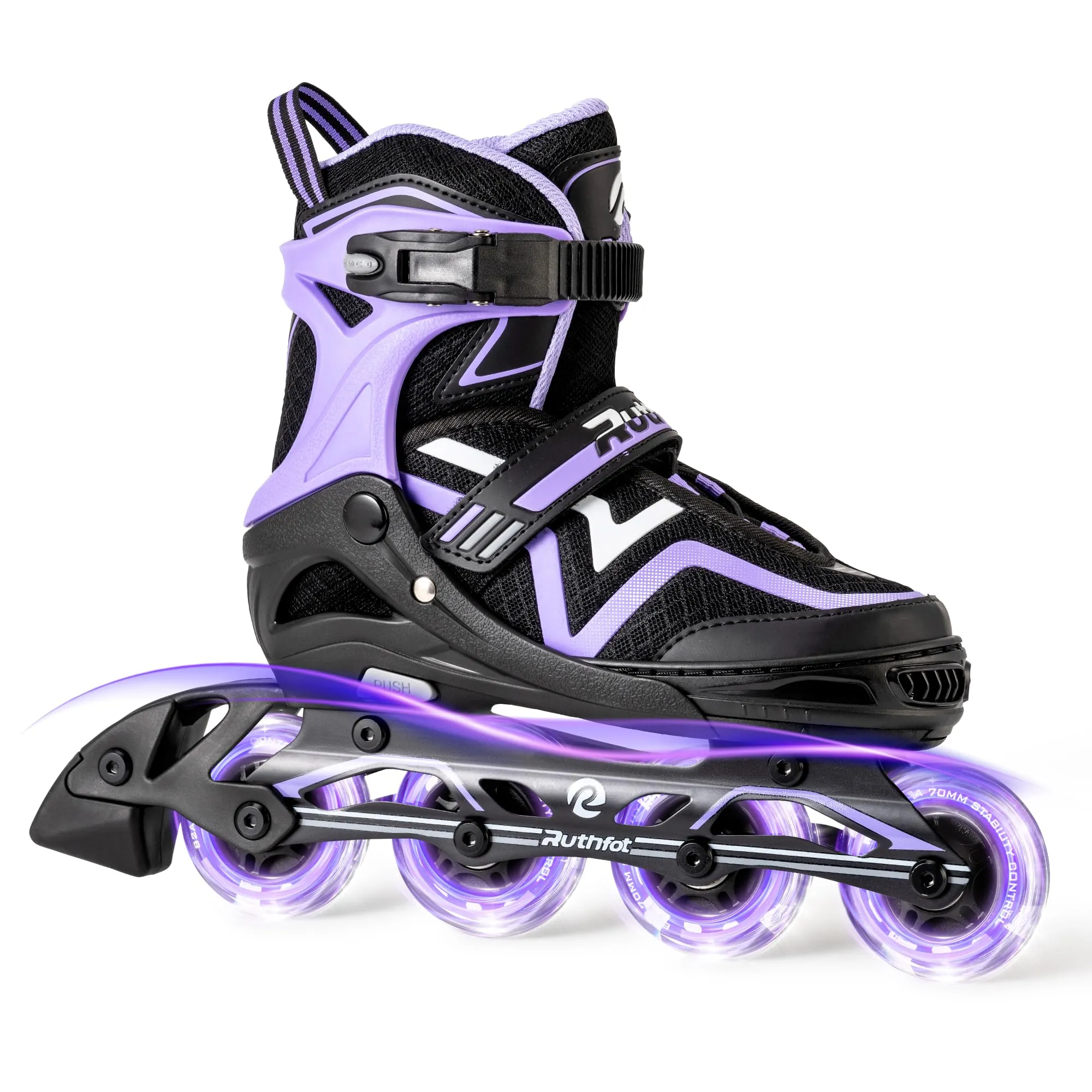 Ruthfot Pattini in Linea Regolabili per Bambini e Adulti con Ruote Luminose