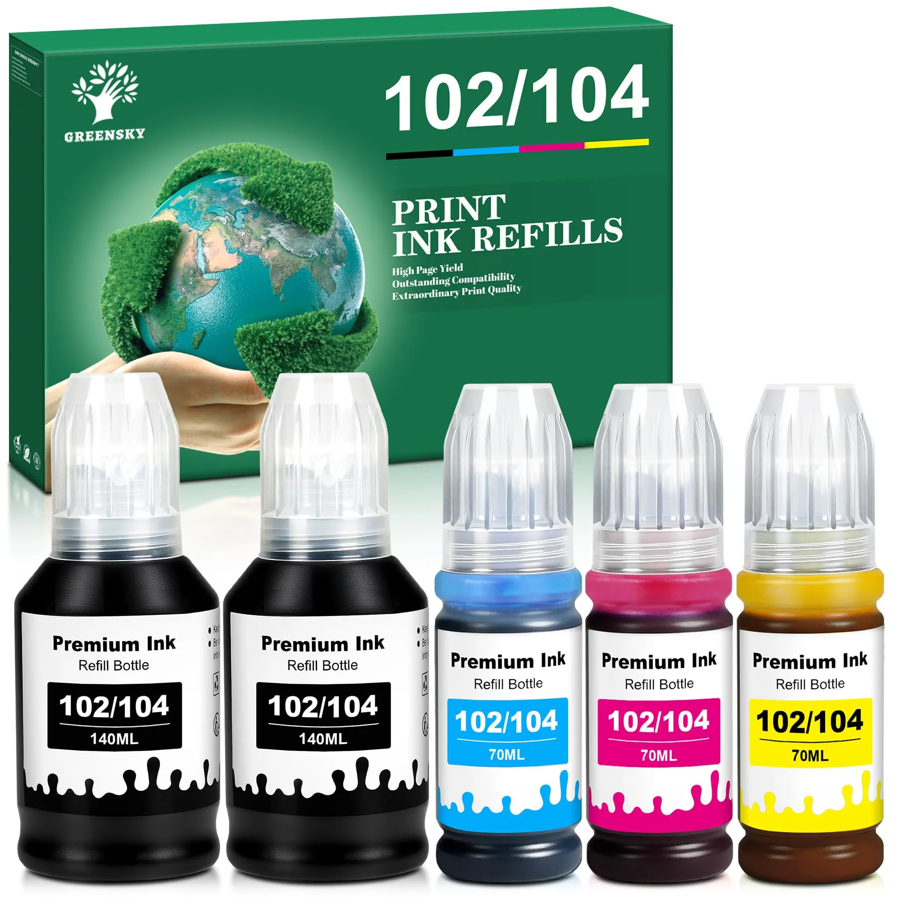 GREENSKY 102 104 Inchiostro a Coloranti - Multipack Compatibile Epson