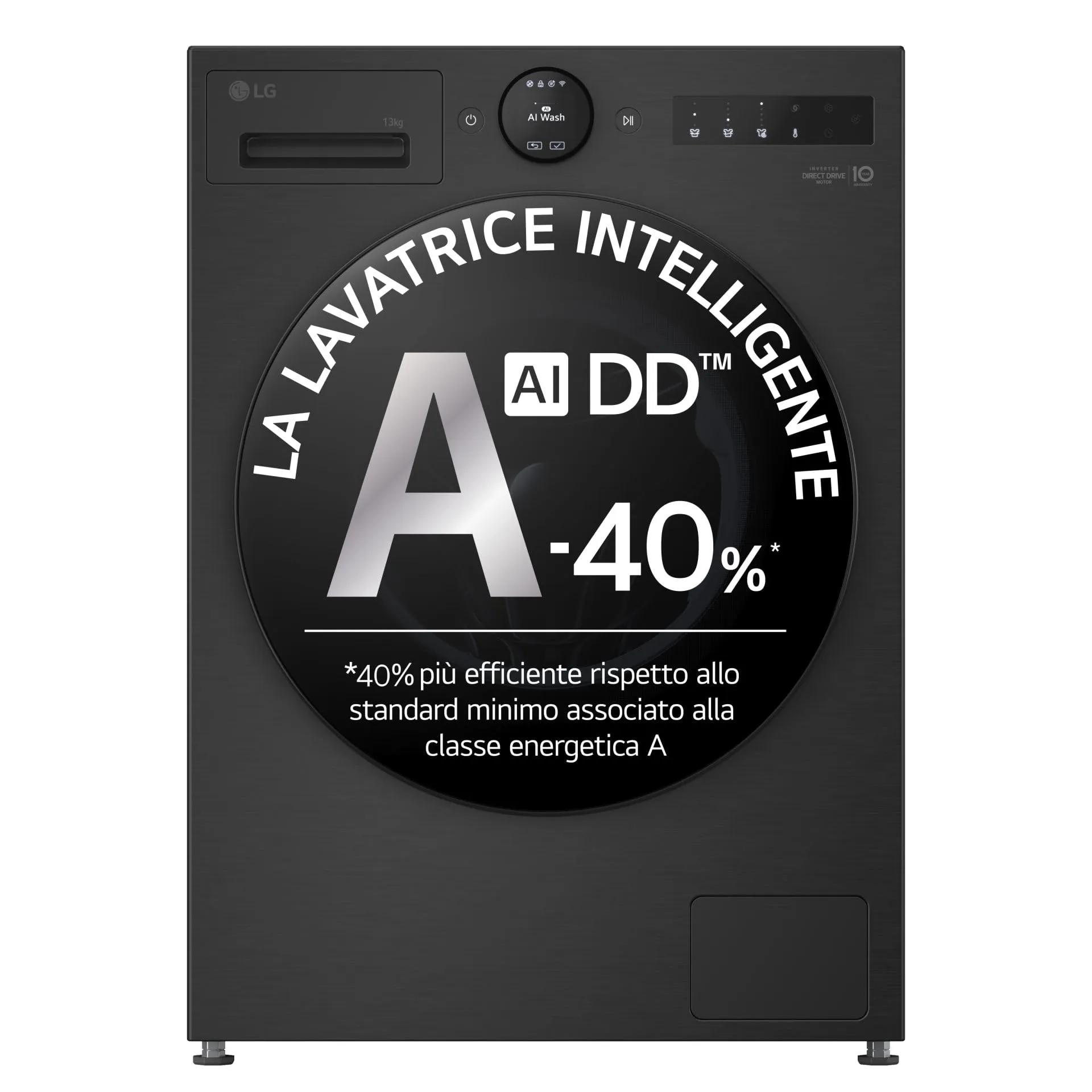 LG F4X7013TBB Lavatrice AI DD™ 13kg, TurboWash™360°, Steam™