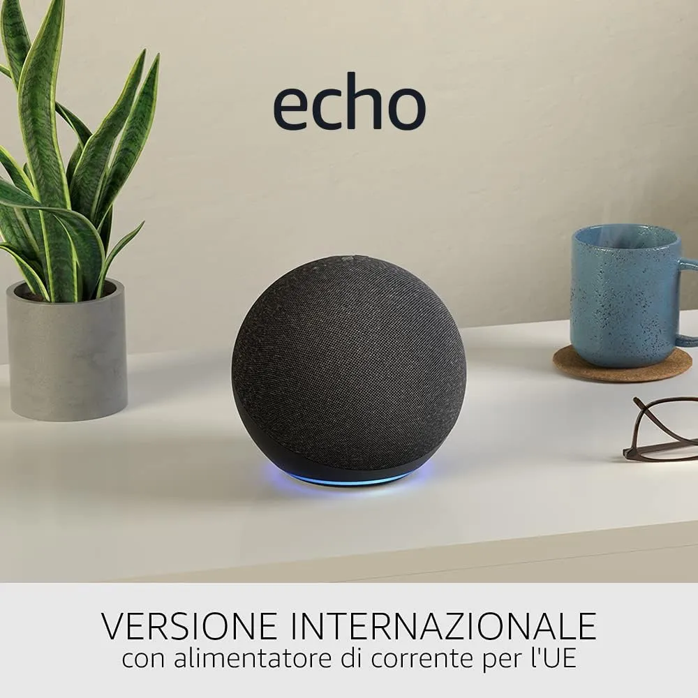 Echo (4ª generazione), versione internazionale - Audio di alta qualità, hub per la Casa Intelligente e Alexa - Antracite