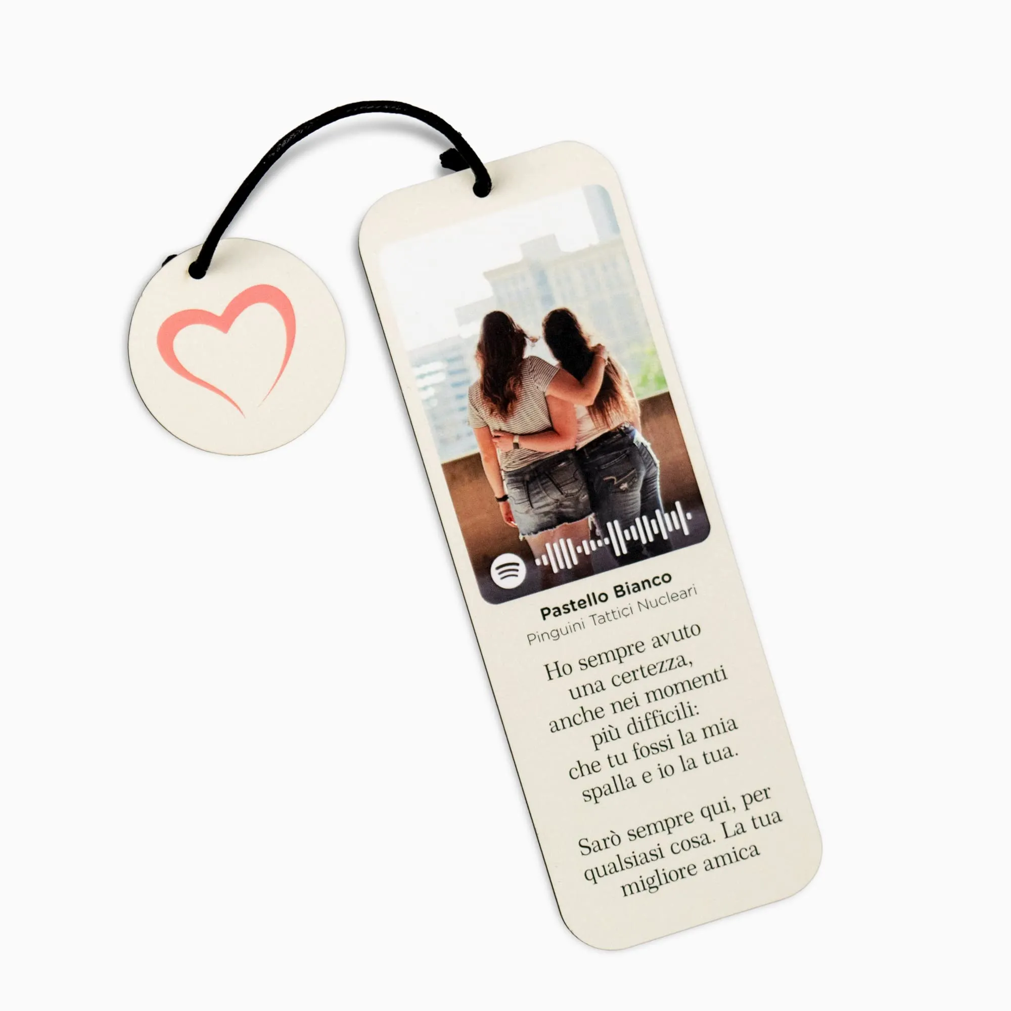 Segnalibro Personalizzato in Legno con Foto, Testo e Codice Spotify - Idea Regalo Originale