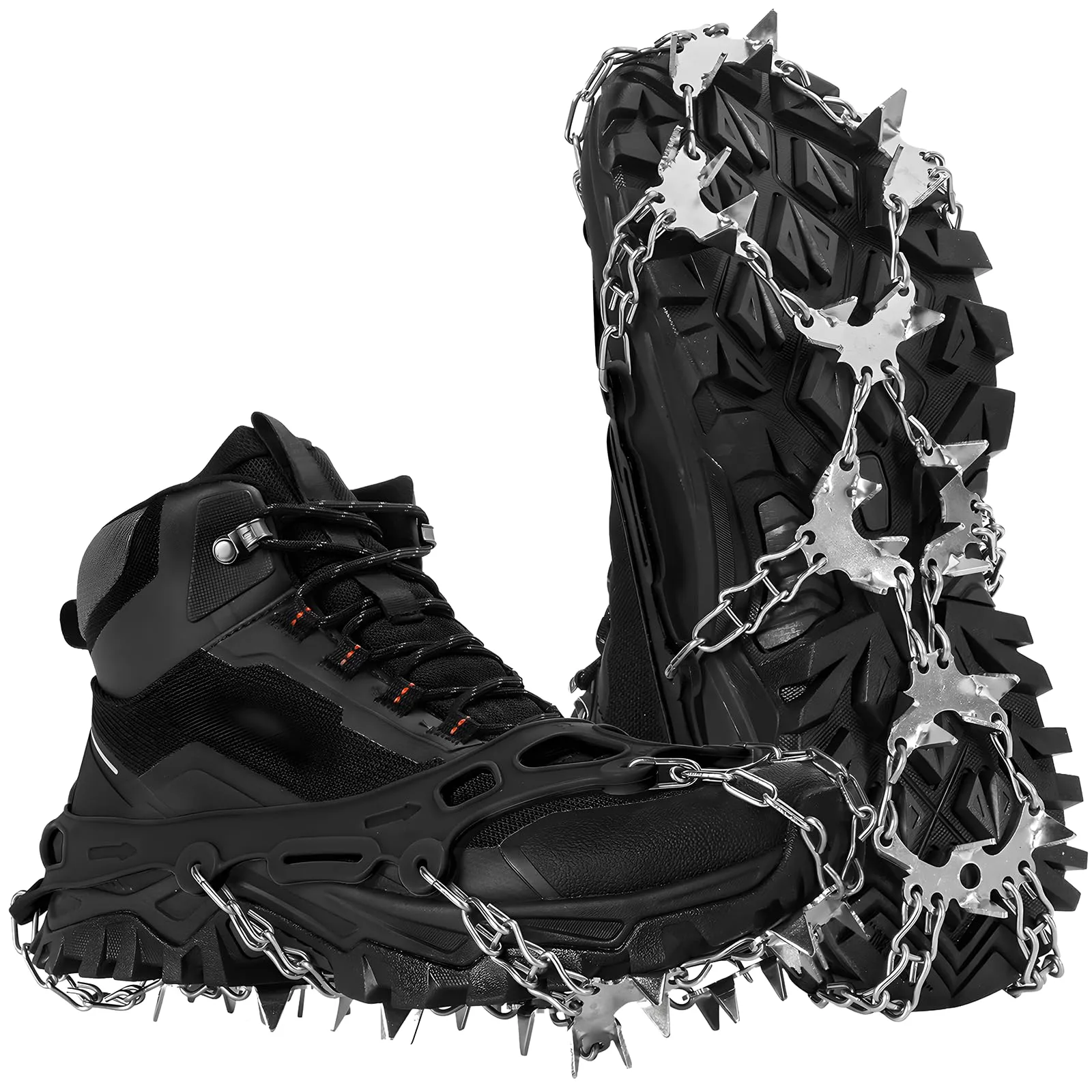 HOSLAFON Ramponi da Ghiaccio a 32 Punte per Scarpe, Escursionismo e Trekking