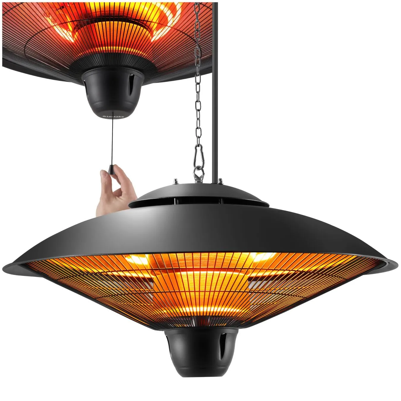 Riscaldatore a Infrarossi da Appendere tectake® 2500W con Interruttore a Corda - Nero