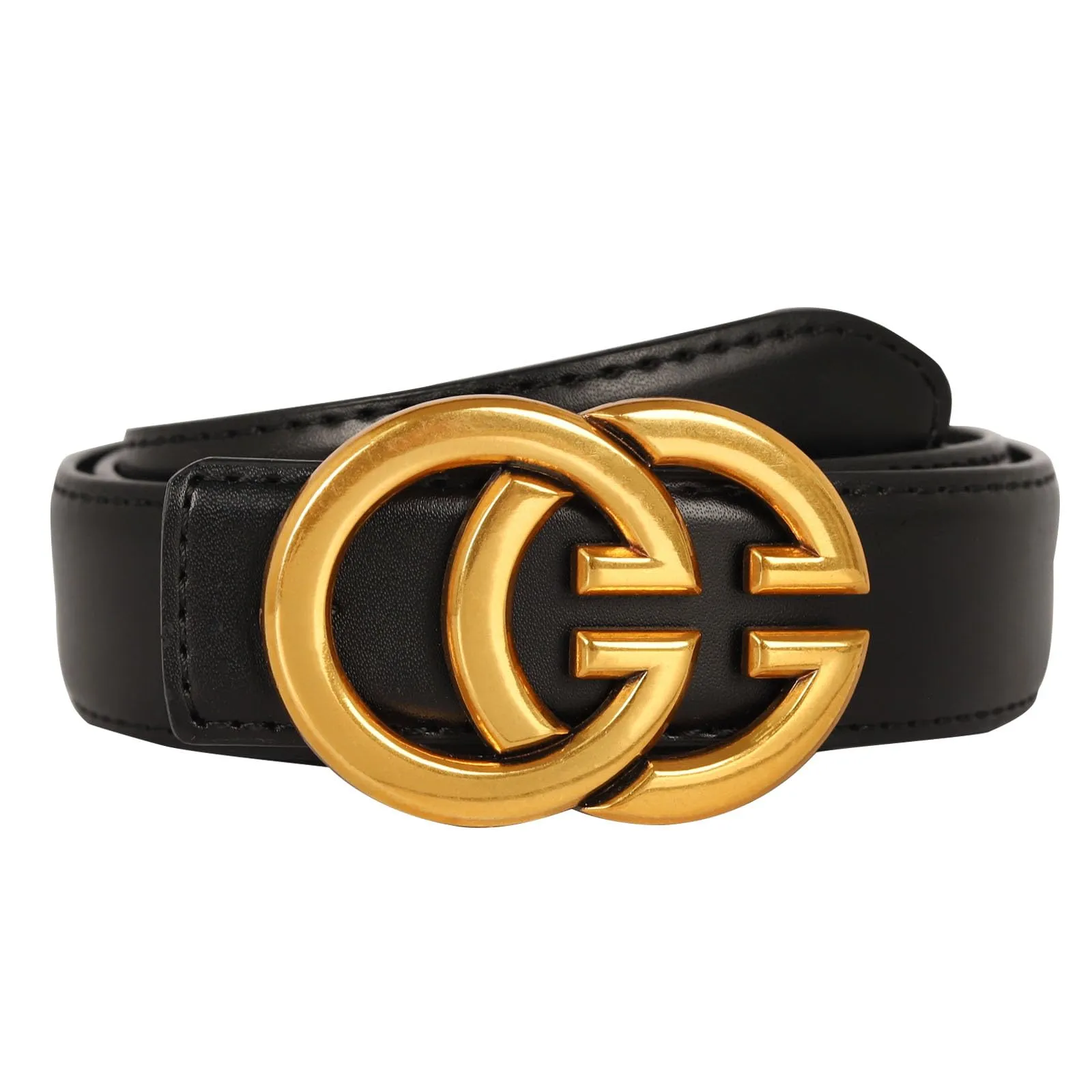 Aurolran - Cintura in pelle classica con fibbia in metallo da donna