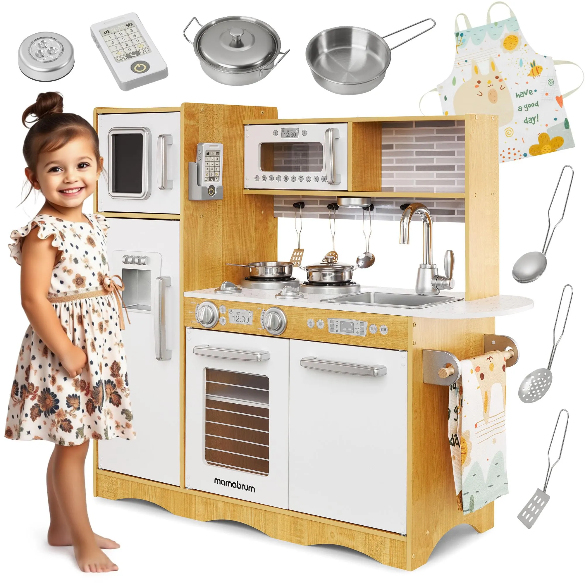 Cucina Giocattolo in Legno Mamabrum con Luci LED
