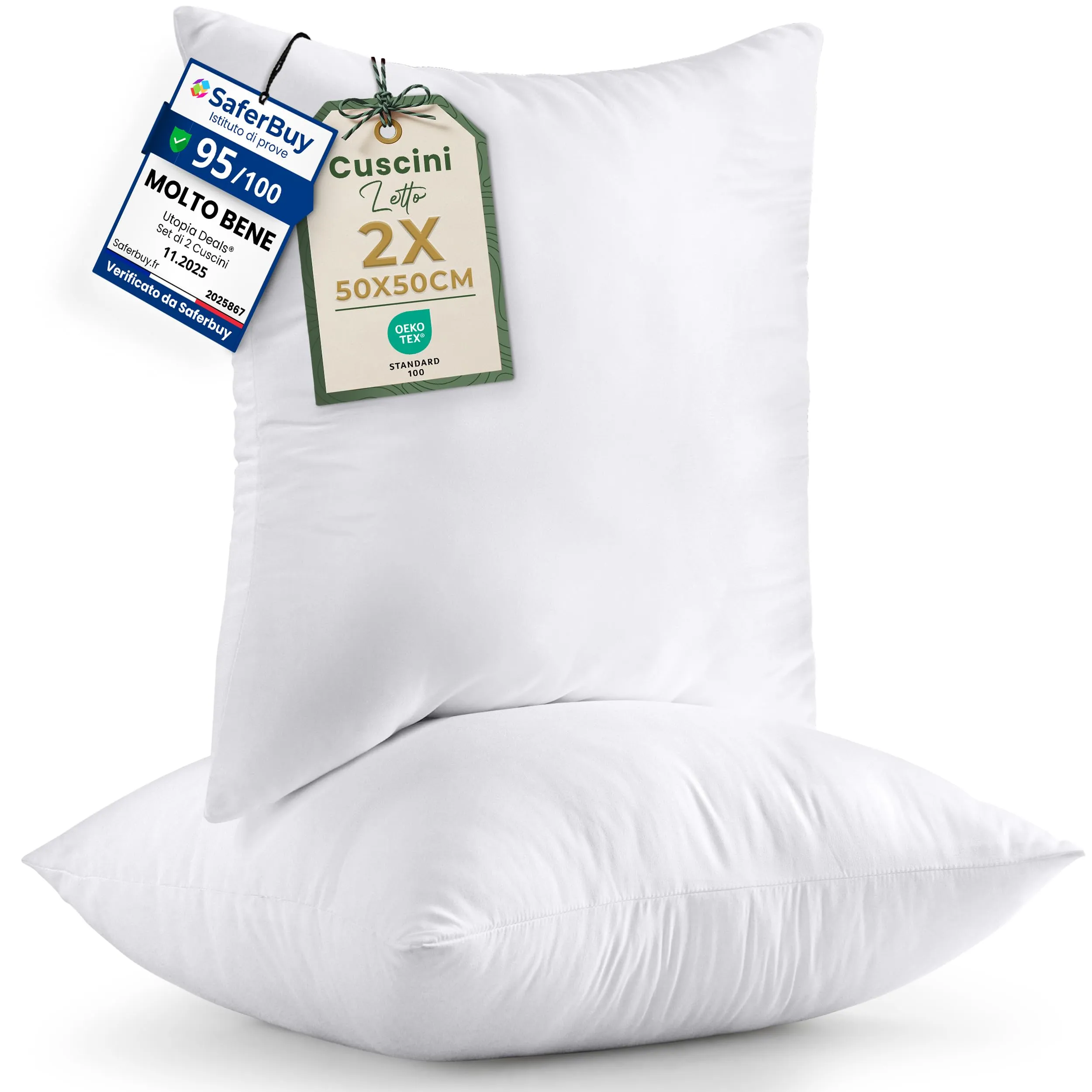 Utopia Bedding Set di 2 Cuscini, 50 x 50 cm