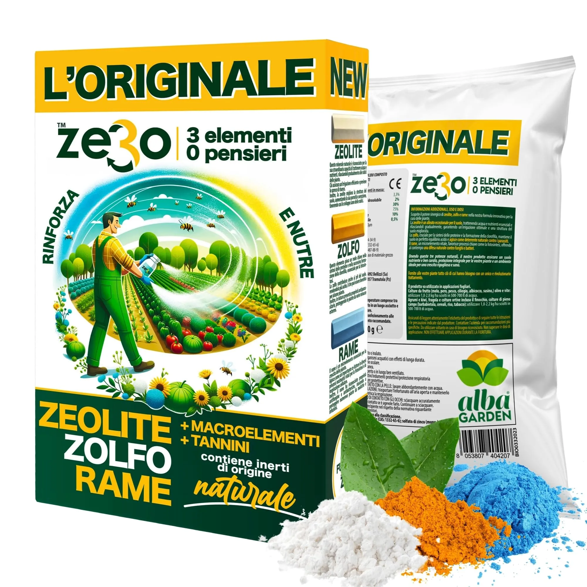 Albagarden ZeRo - Zeolite Per Piante + Zolfo In Polvere + Ossicloruro di Rame
