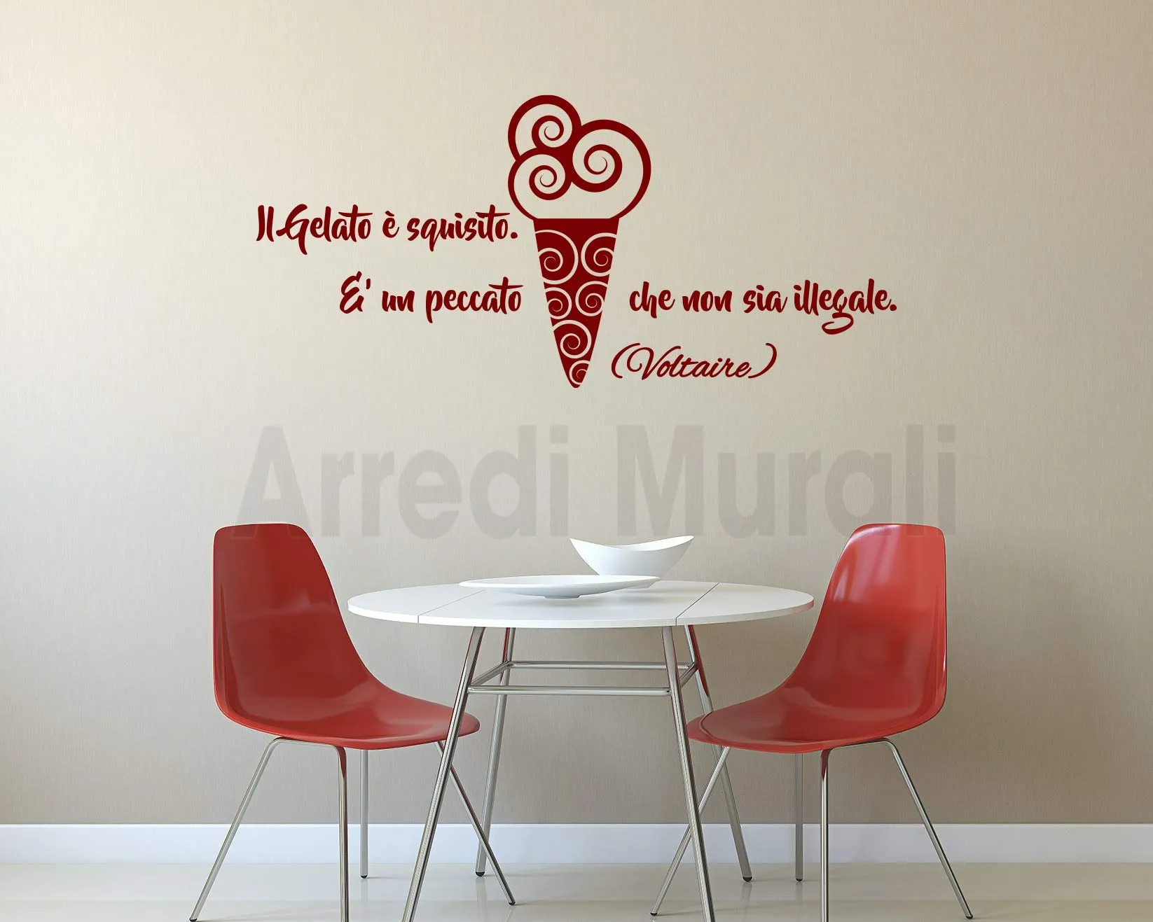 Adesivi Murali Bar Gelateria: "Il gelato è meglio di quello che è stato, sarà meglio di quello che è" - Voltaire