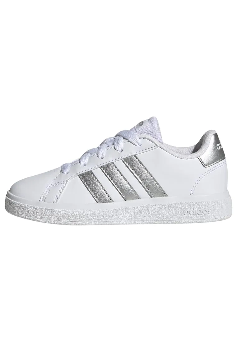 adidas Grand Court Lifestyle Tennis Lace-Up Shoes, Sneaker Unisex-Bambini e Ragazzi, White/Matte Silver/Matte Silver, 37 1/3 EU