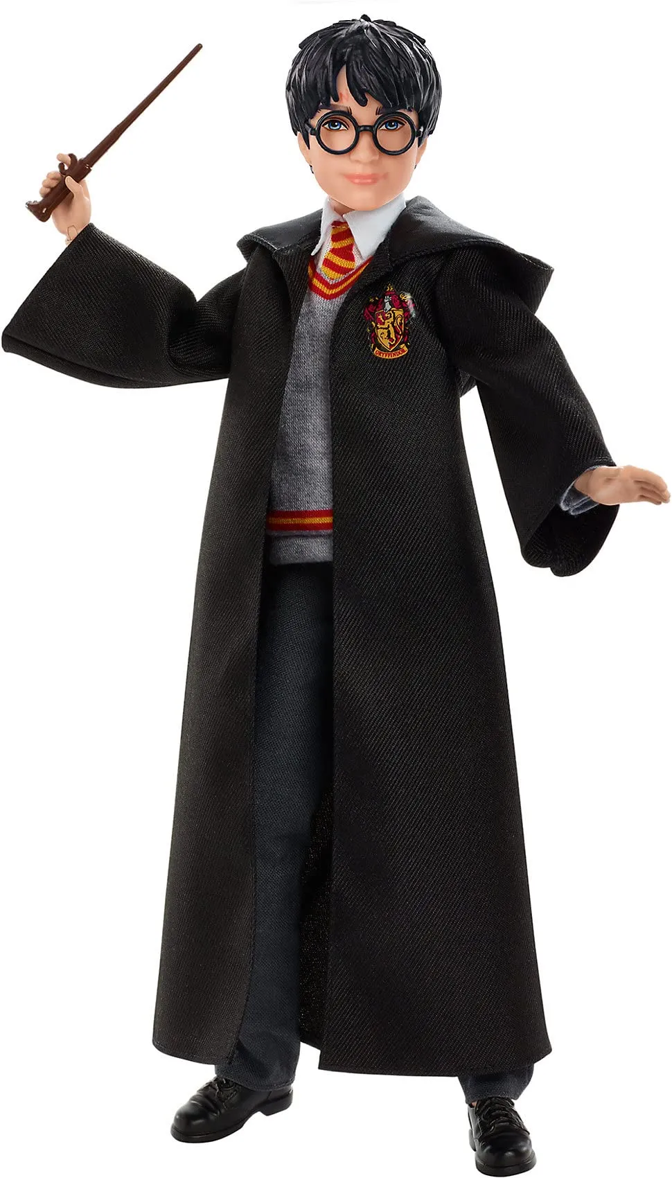Mattel Harry Potter - Harry Potter, personaggio da collezionare alto 25 cm, con uniforme di Hogwarts, morbido mantello di Grifondoro e bacchetta, giocattolo per bambini, 6+ anni, FYM50