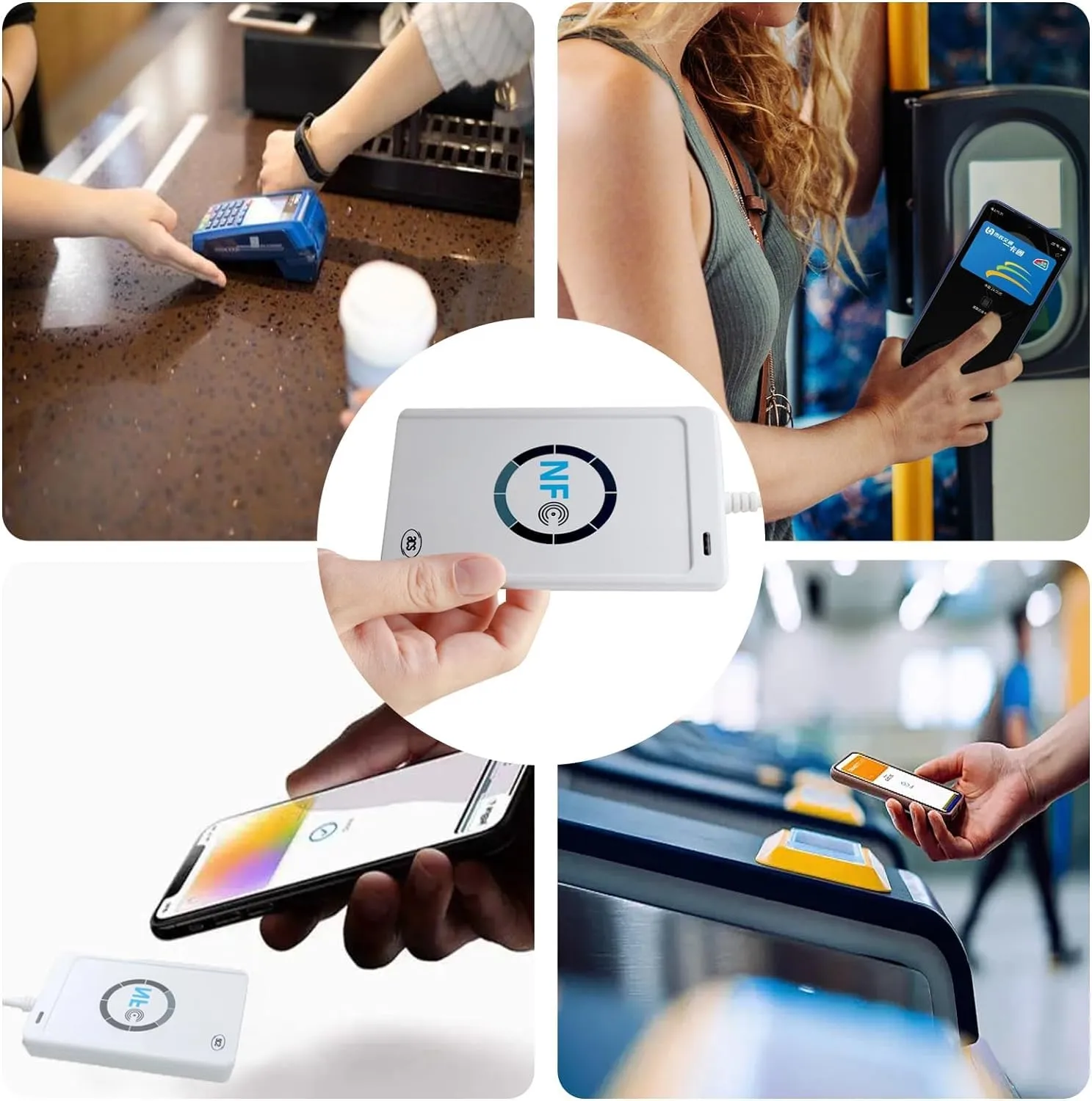 Lettore NFC RFID ACR122U con 5 Schede Bianche M1 e SDK per Smart Card e Badge