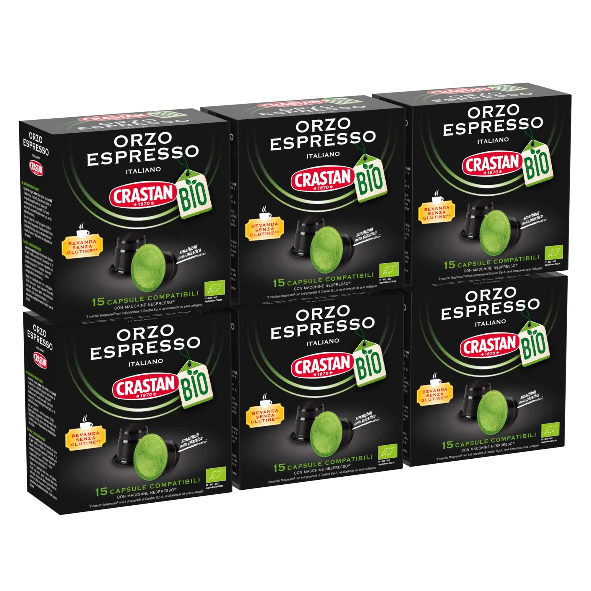 CRASTAN 1870 - Capsule compatibili Nespresso - Orzo Biologico - 90 Capsule