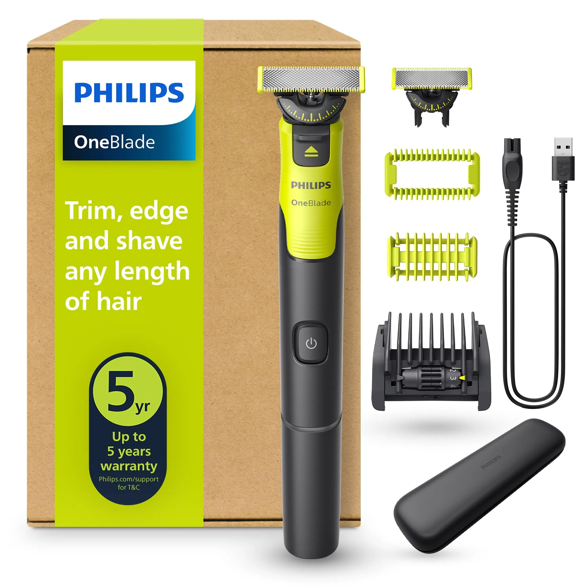 Philips OneBlade 360 Autentico Collegato QP4631/65: Rasoio Elettrico Viso e Corpo con App e Accessori