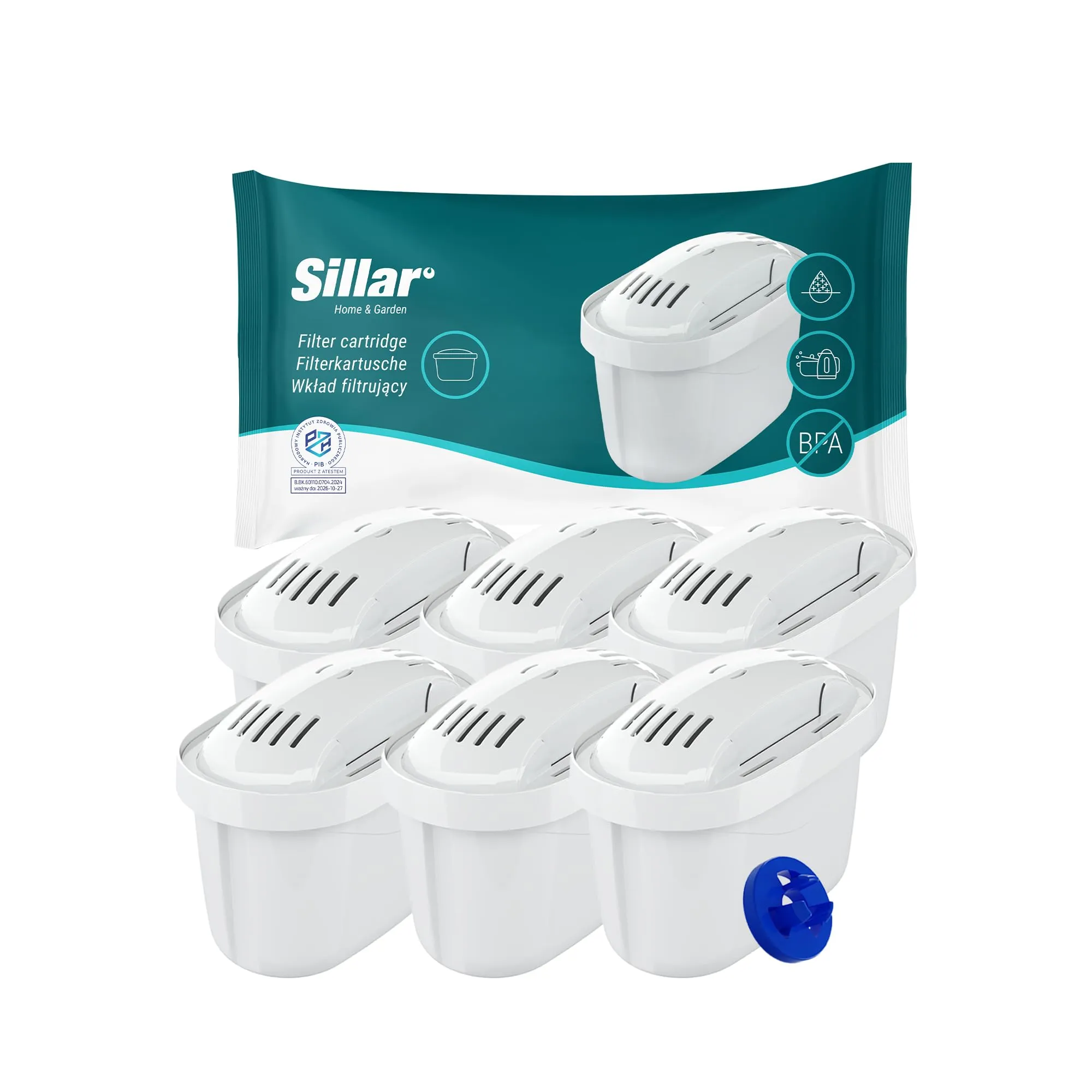 Sillar Cartuccia Filtrante per Acqua Compatibile con Brita Maxtra - 6 Pezzi