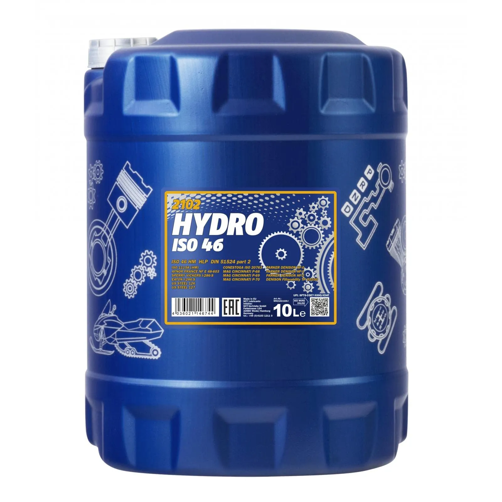 MANNOL Hydro ISO 46 - Olio Minerale Idraulico, 10 Litri