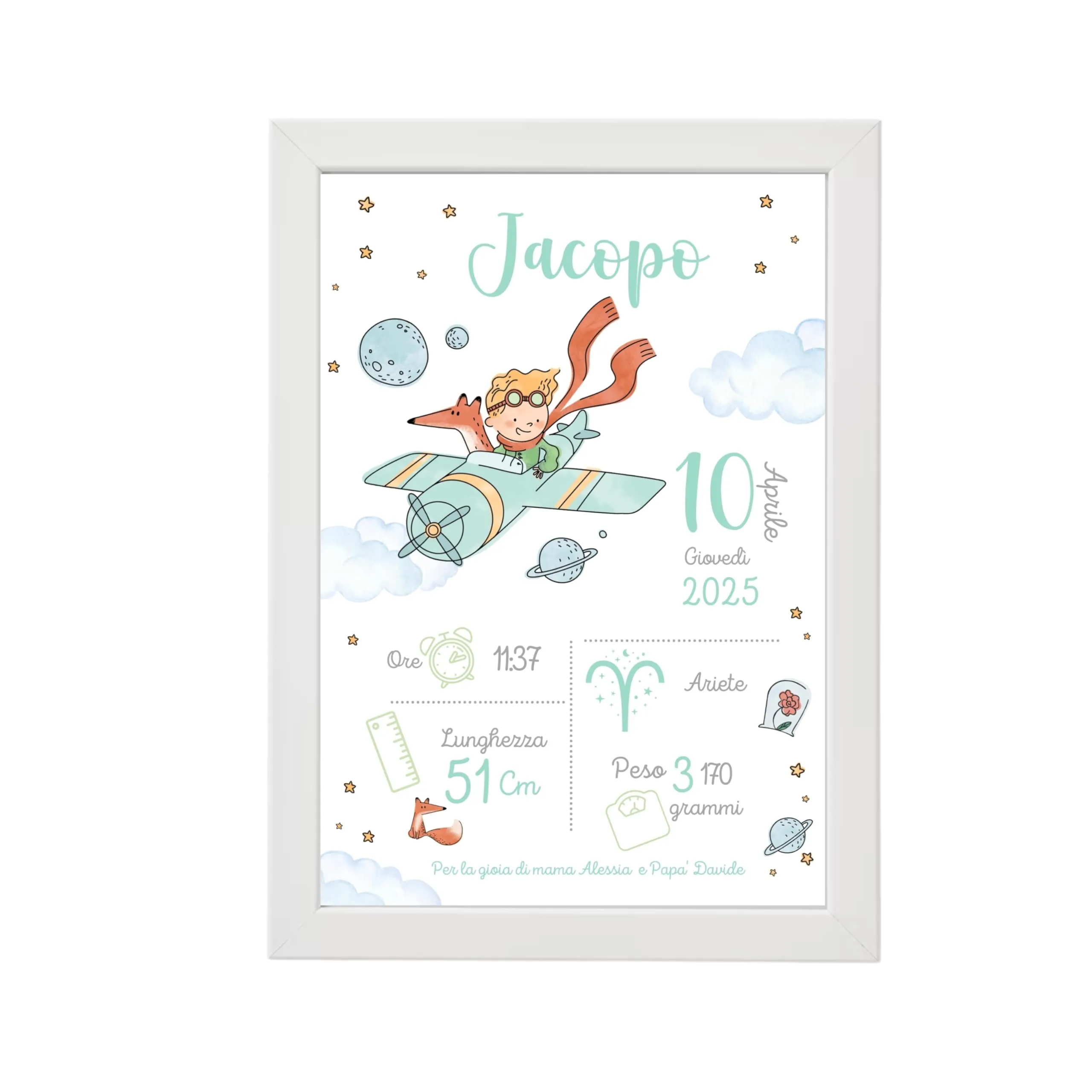 Quadro Nascita Personalizzato Piccolo Principe