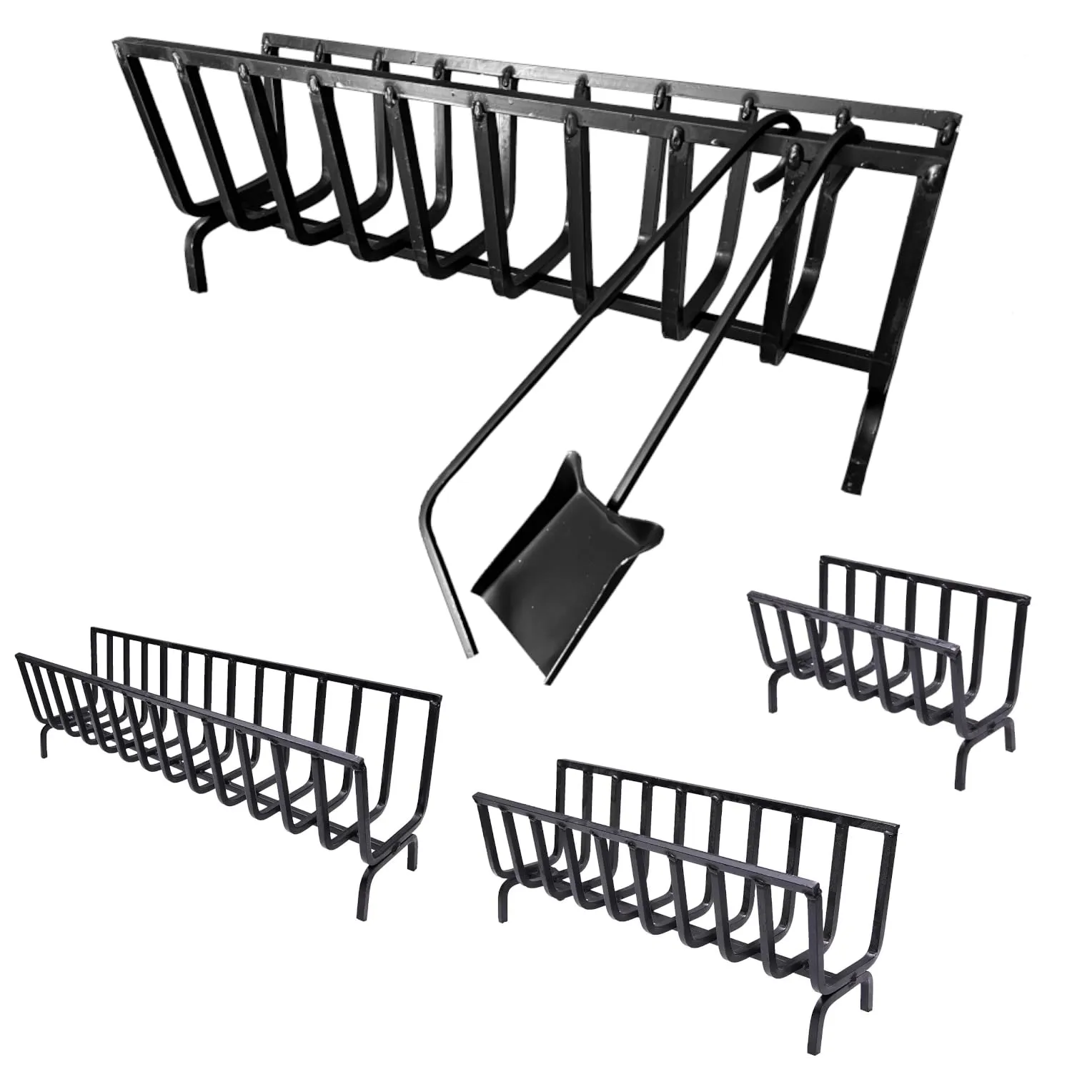 Angelo Pegoraro Brucialegna in Ferro Battuto Grigio per Camino e Barbecue