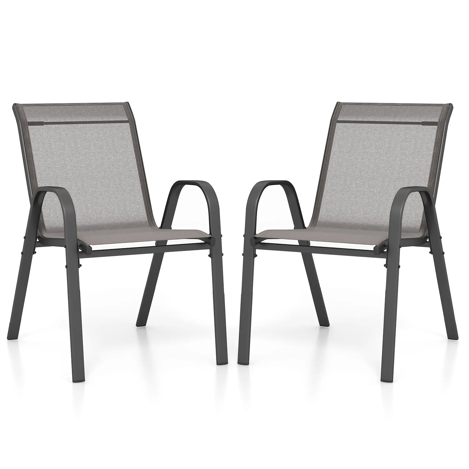 Set di Sedie da Giardino COSTWAY in Textilene e Metallo (Grigio, Set da 2)