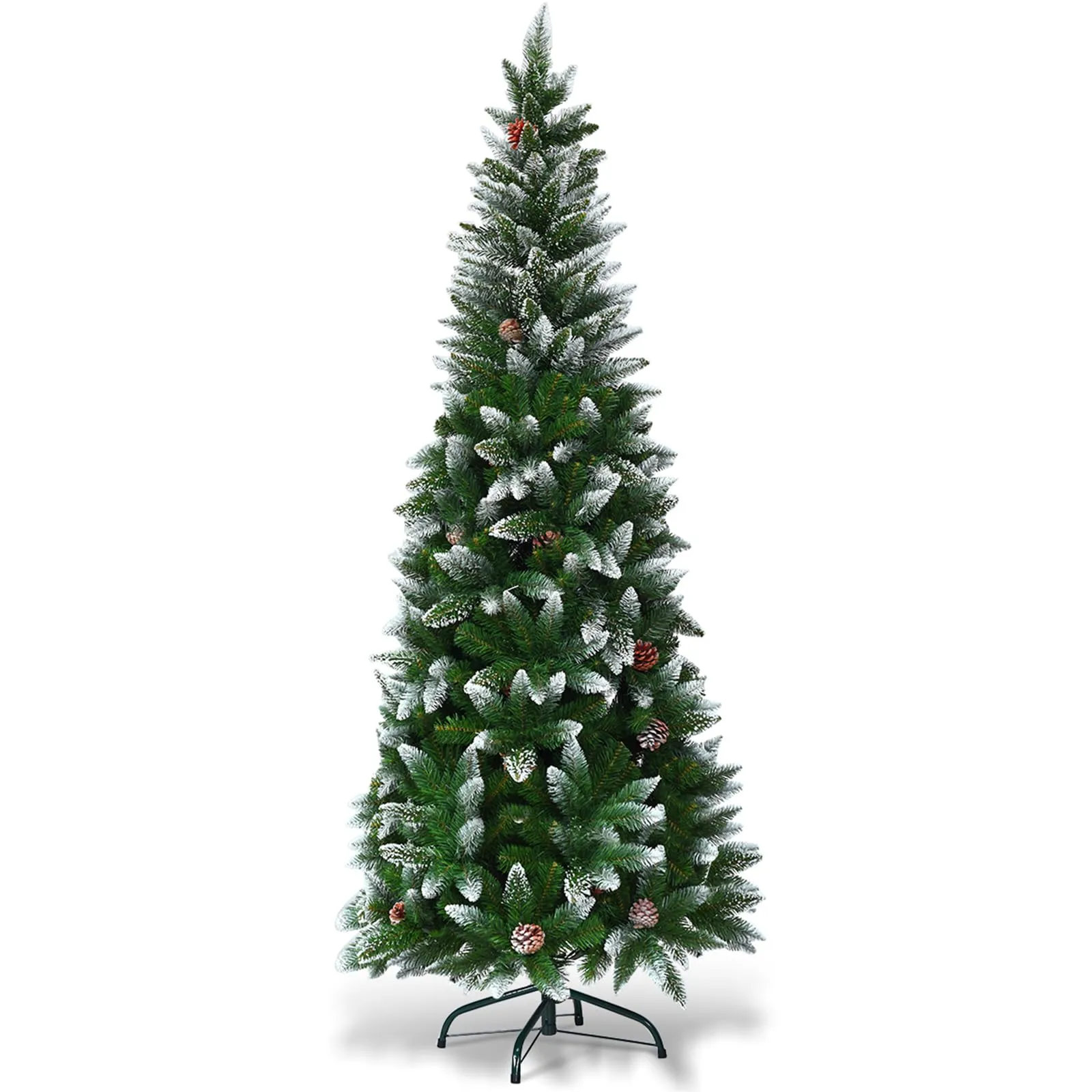 Albero di Natale Innevato Slim con Pigne - COSTWAY