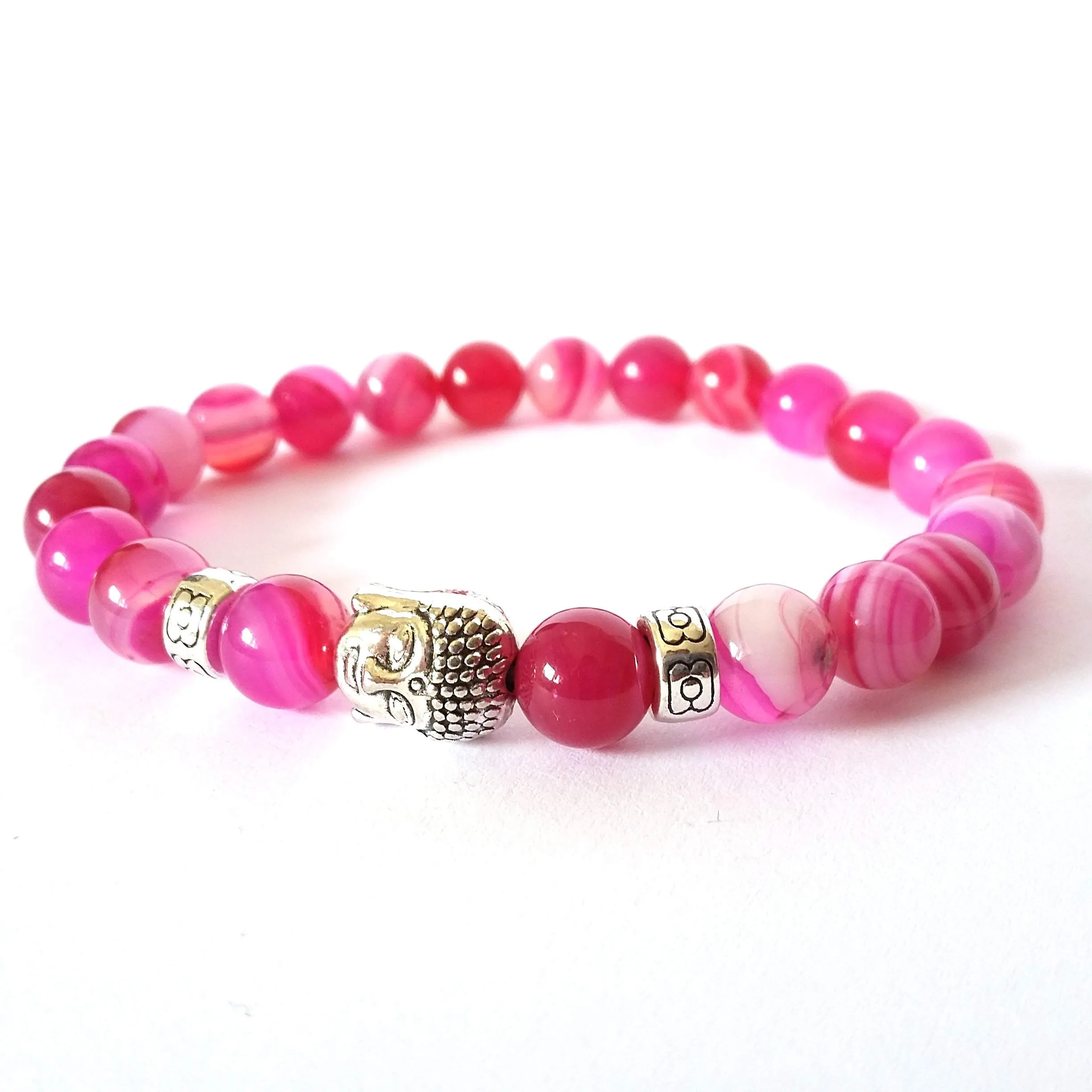 Bracciale Buddha Zen Yoga in Agata Fucsia