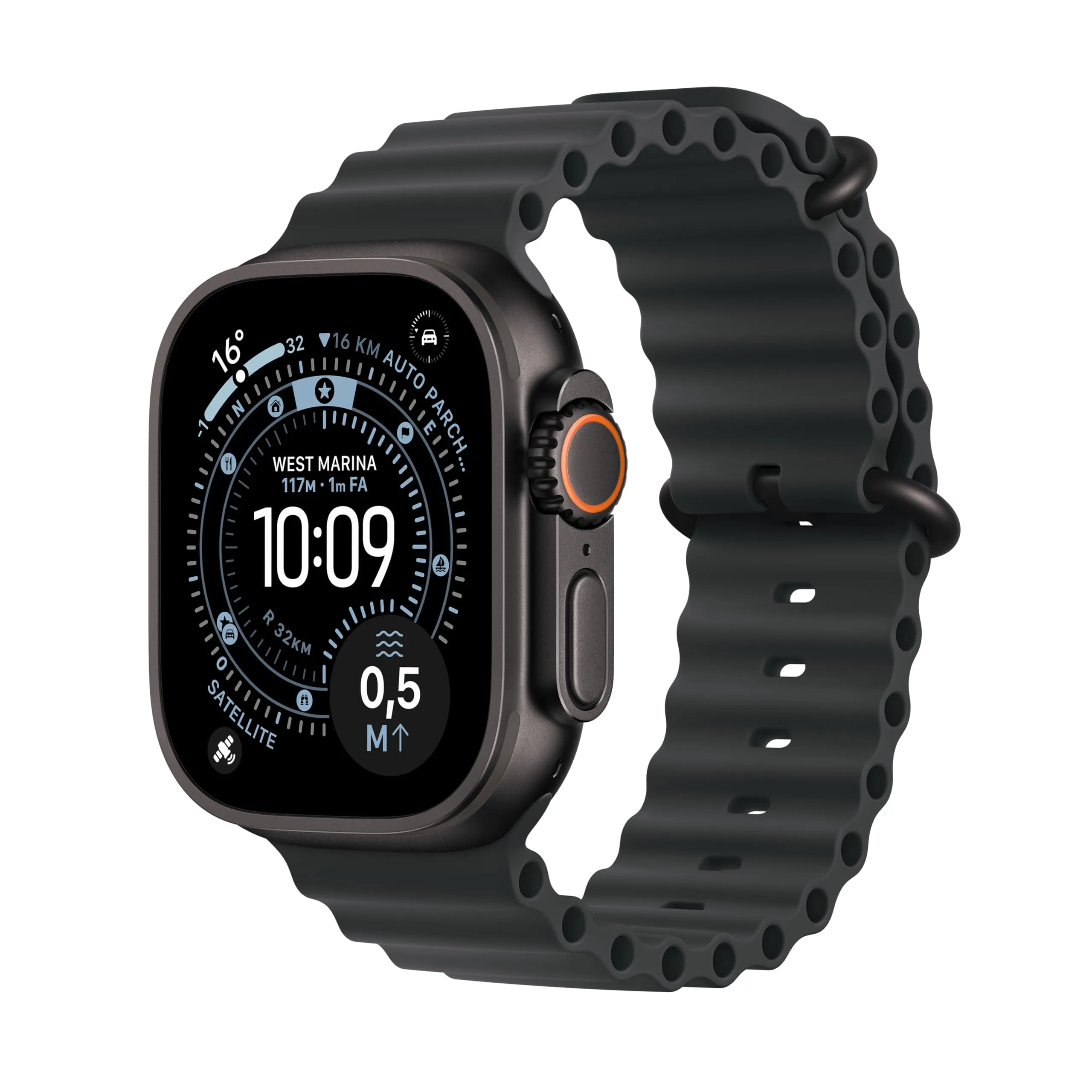 Apple Watch Ultra 3 GPS + Cellular, Cassa 49 mm in titanio nero con Cinturino Ocean nero