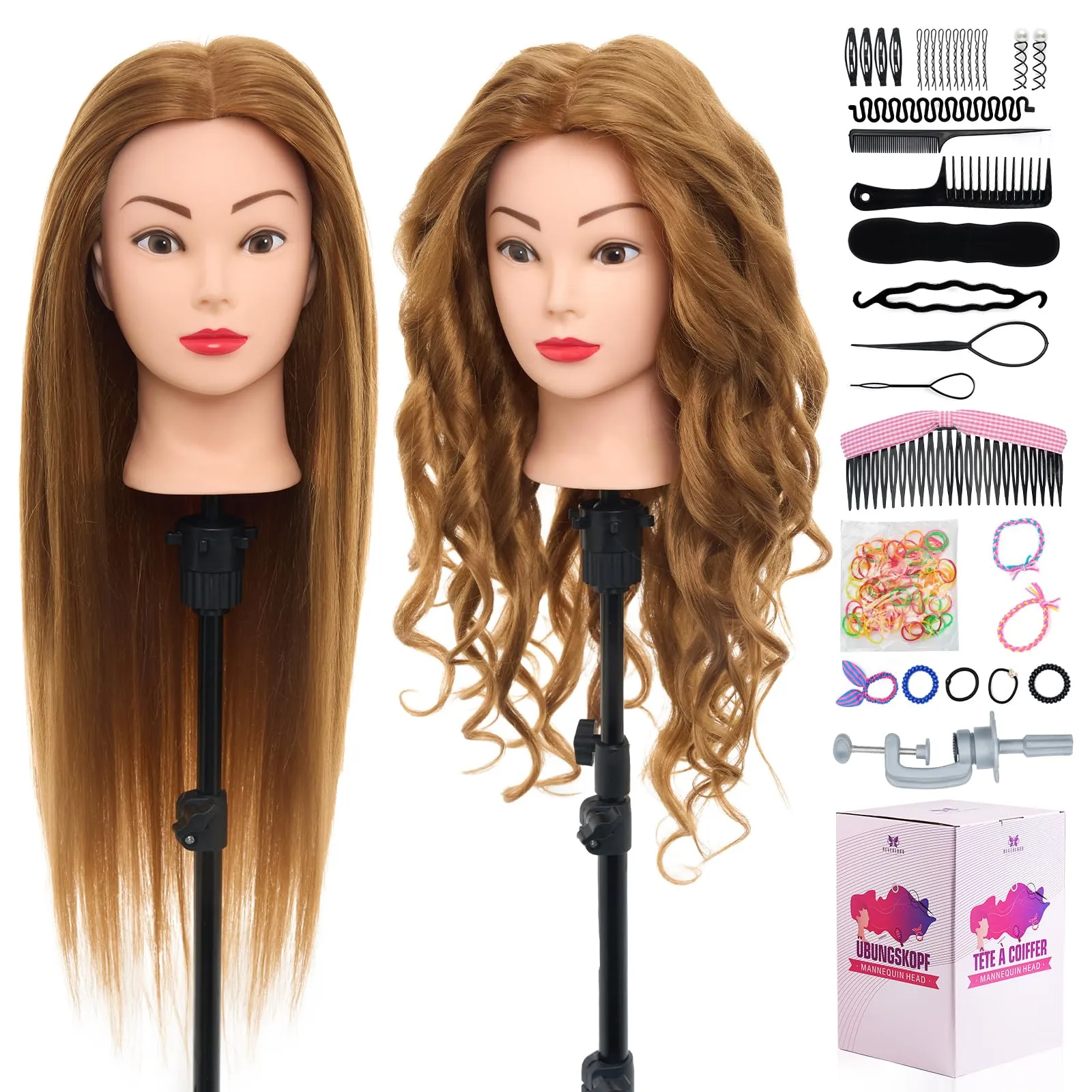 Neverland Testa per Parrucchieri 24" 80% Capelli Veri - Testina Manichino Professionale
