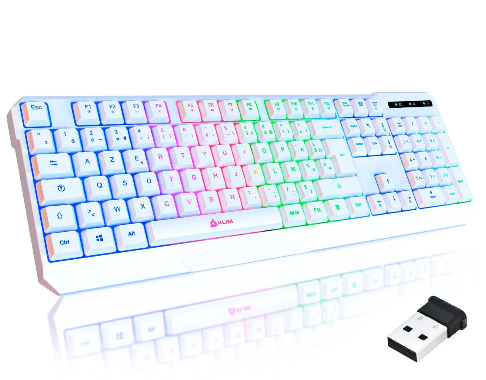 KLIM Chroma Wireless - Tastiera Gaming Retroilluminata, Silenziosa e Impermeabile