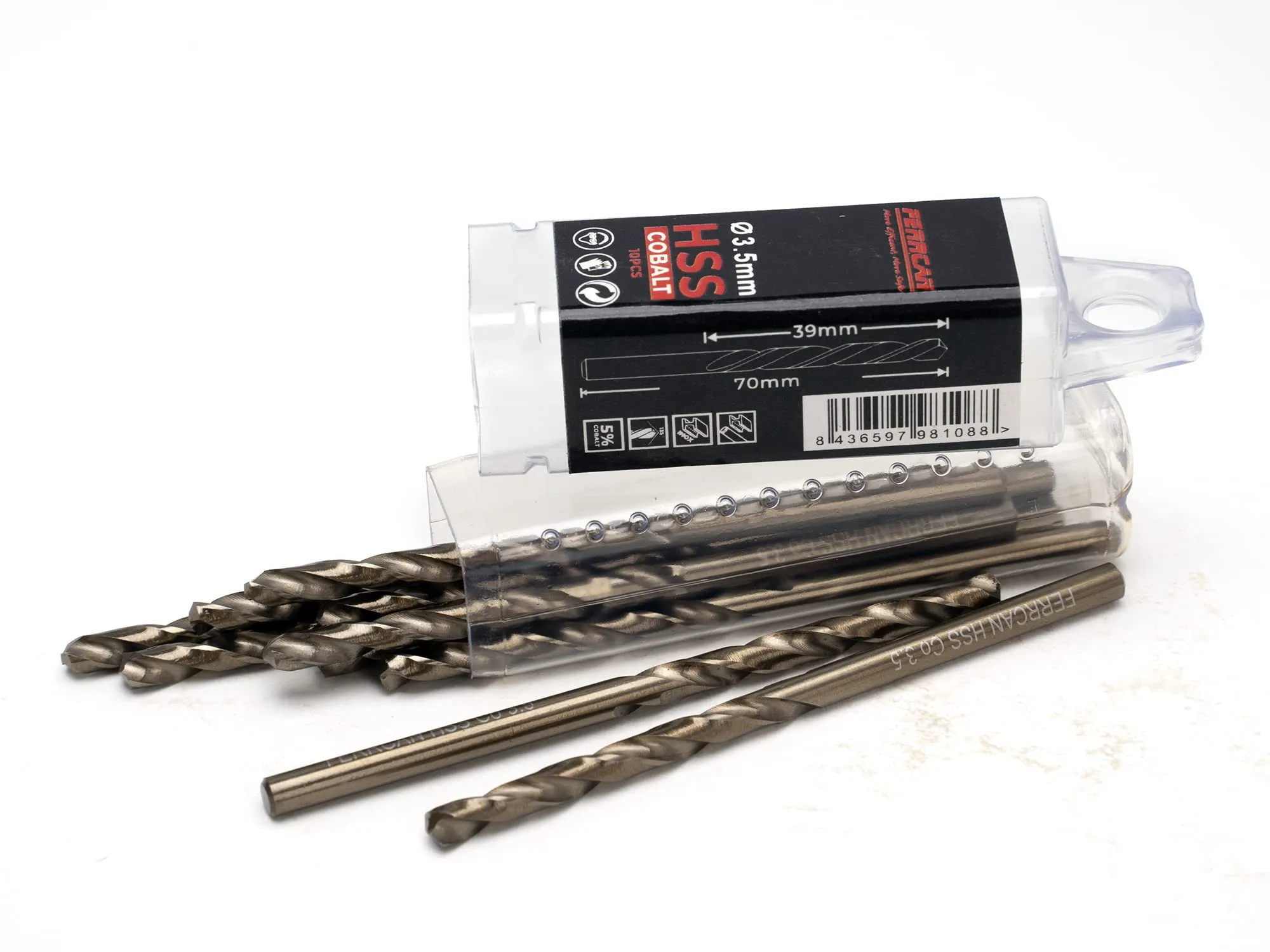 Ferrcan Punte per Metallo HSS DIN338 M35 5% Cobalto - 3,5 mm (Confezione da 10)