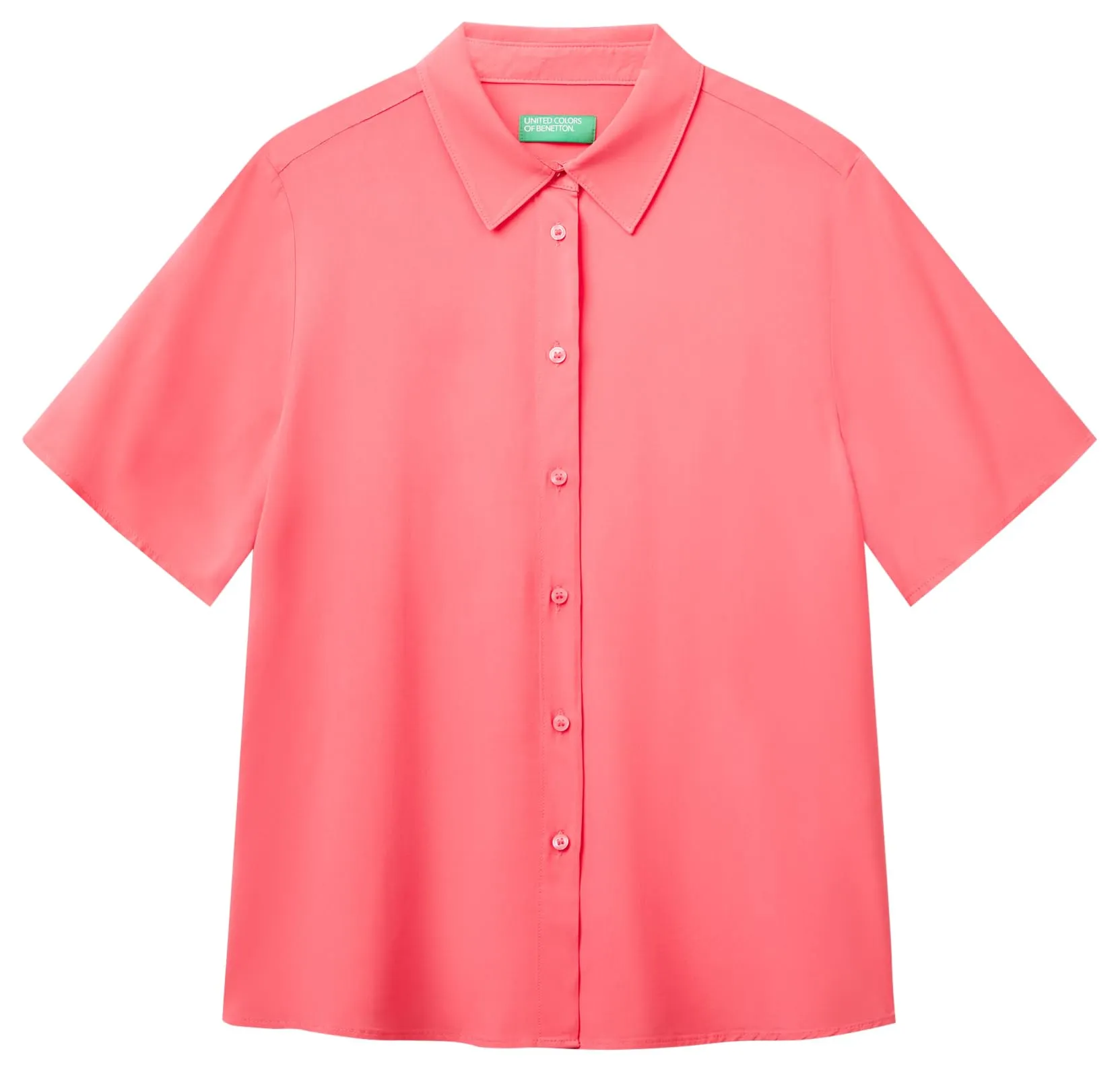 United Colors of Benetton Camicia Rosa in Viscosa con Maniche 3/4