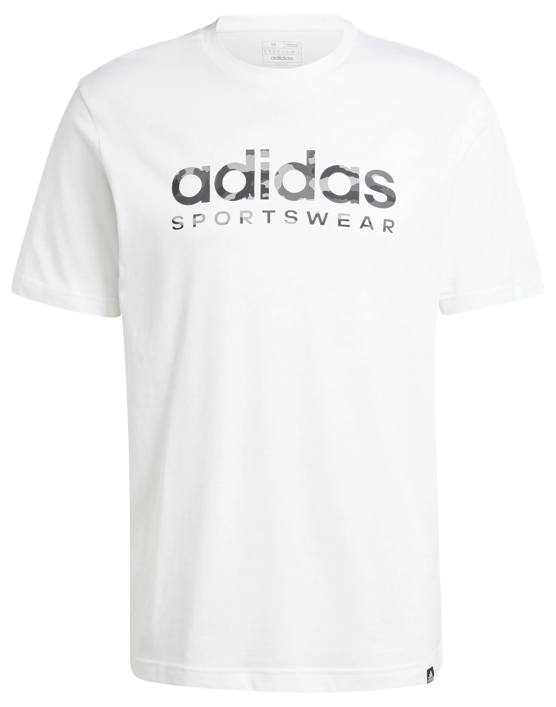 Adidas T-shirt Uomo Camo Linear Graphic Tee Bianca e Grigia