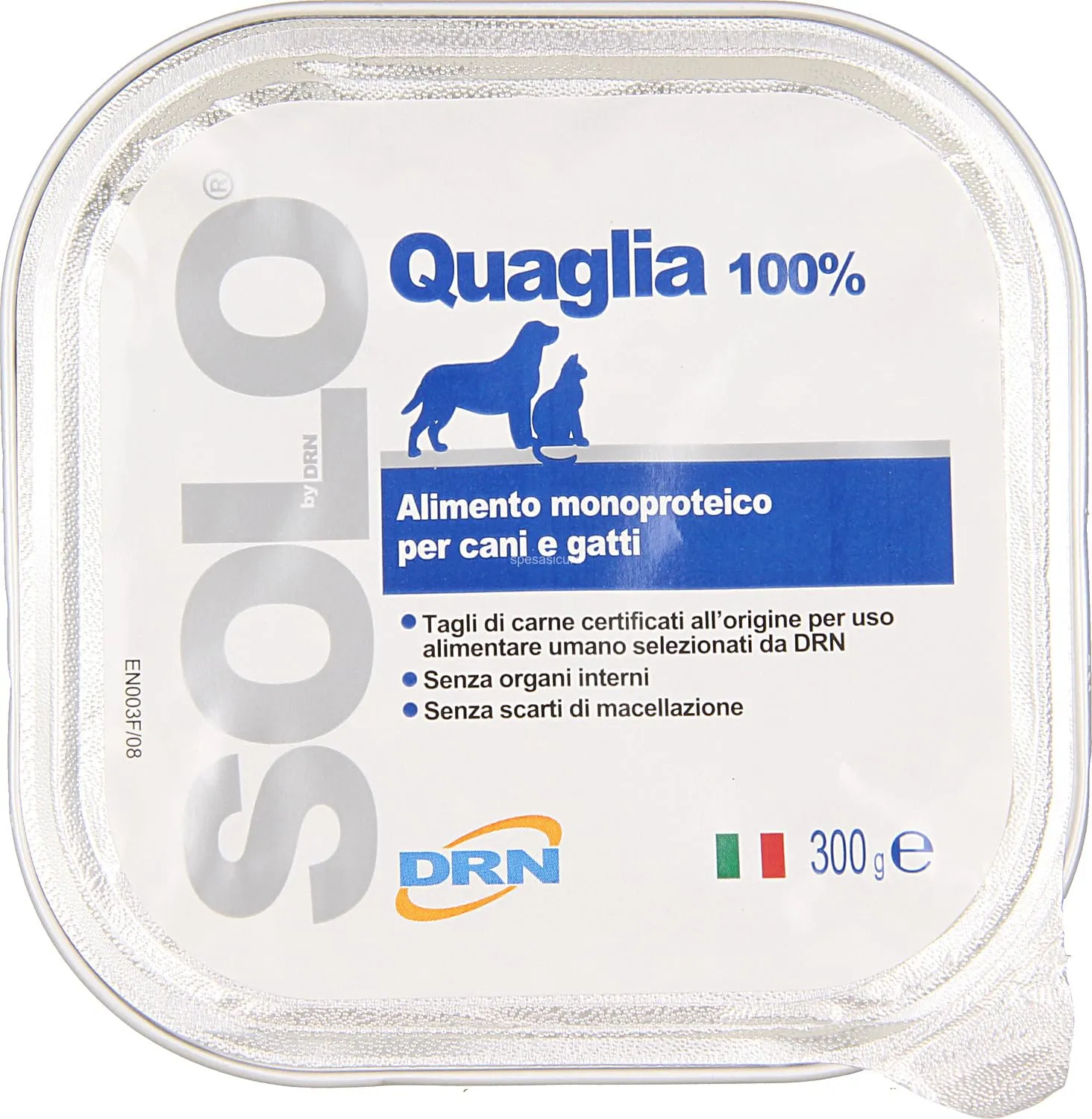 DRN Solo Quaglia - Alimento Monoproteico per Cani e Gatti - 300g (Confezione da 18)