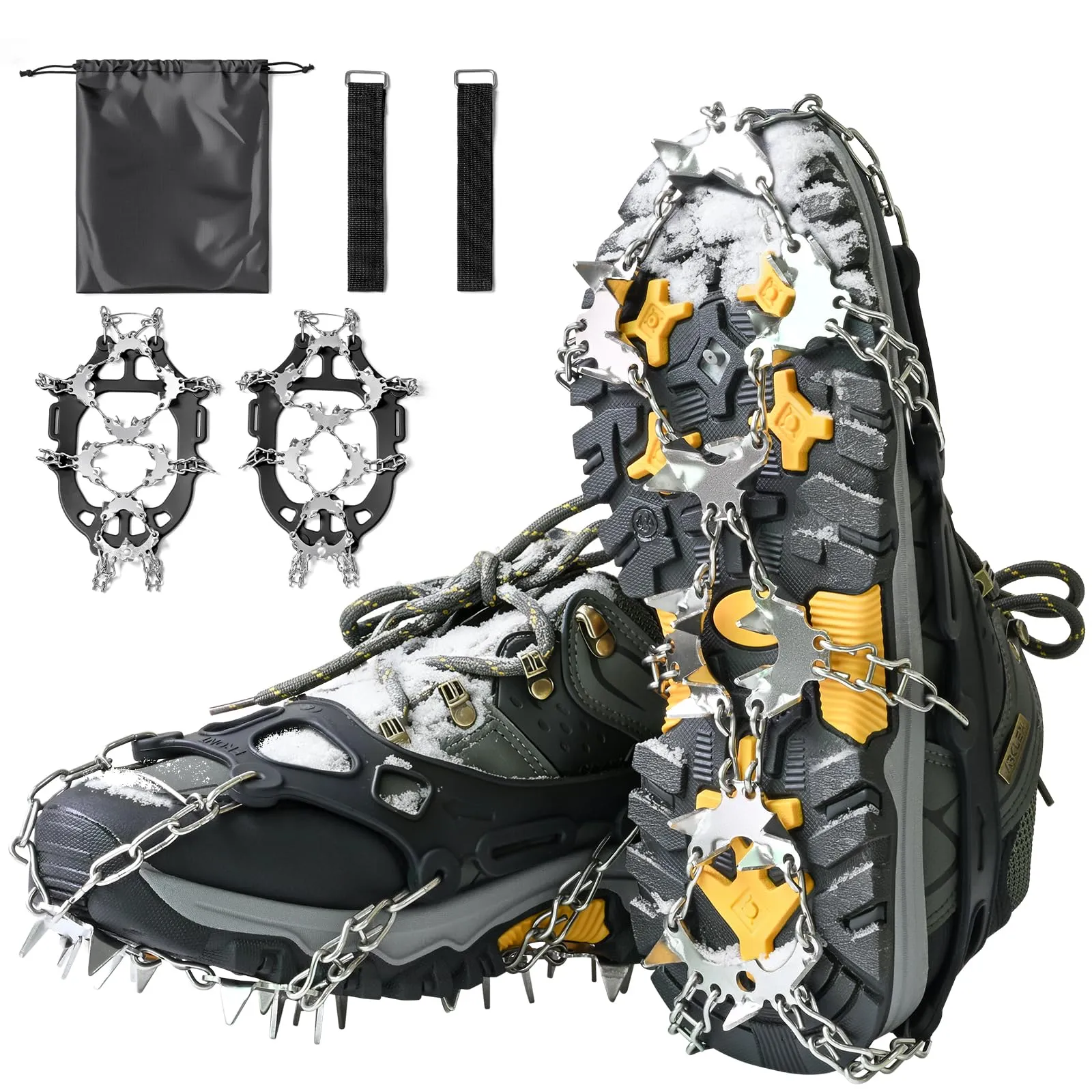 Ramponi da Ghiaccio a 32 Denti in Acciaio Inox per Trekking, Escursionismo e Alpinismo