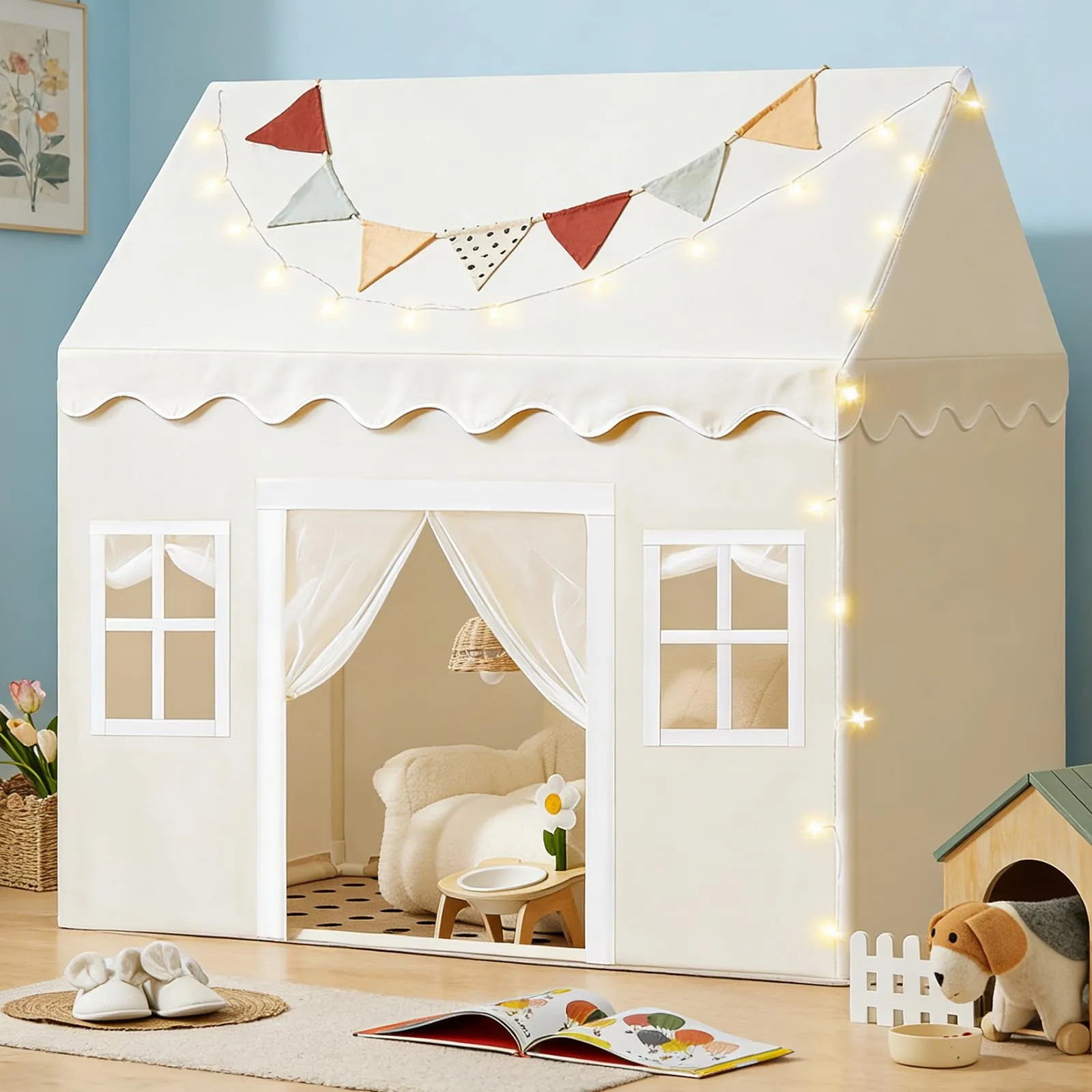 Tiny Land Tenda da Gioco per Bambini con Tappetino e Luci