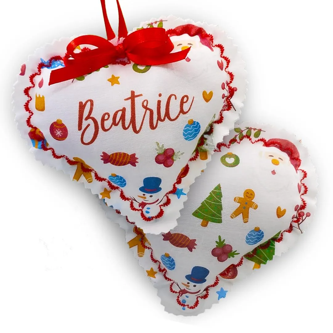 Crociedelizie, Pallina del Cuore Personalizzata per Natale, Fatta a Mano, Varie Colorazioni, Ideale per Regalo