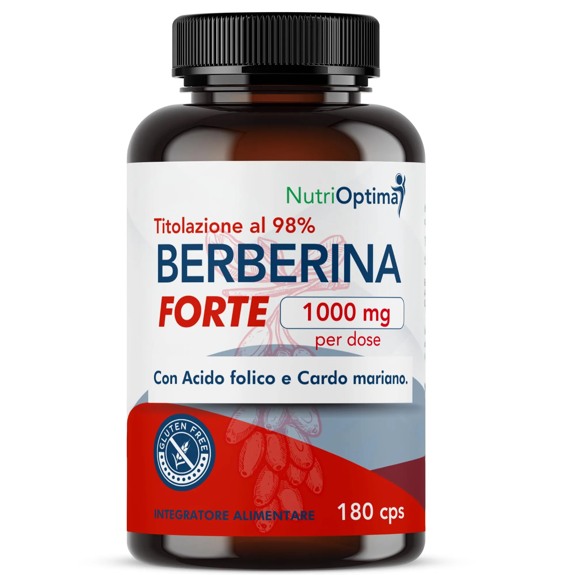 Berberina 1000mg con Acido Folico e Cardo Mariano - 180 Capsule Vegetali