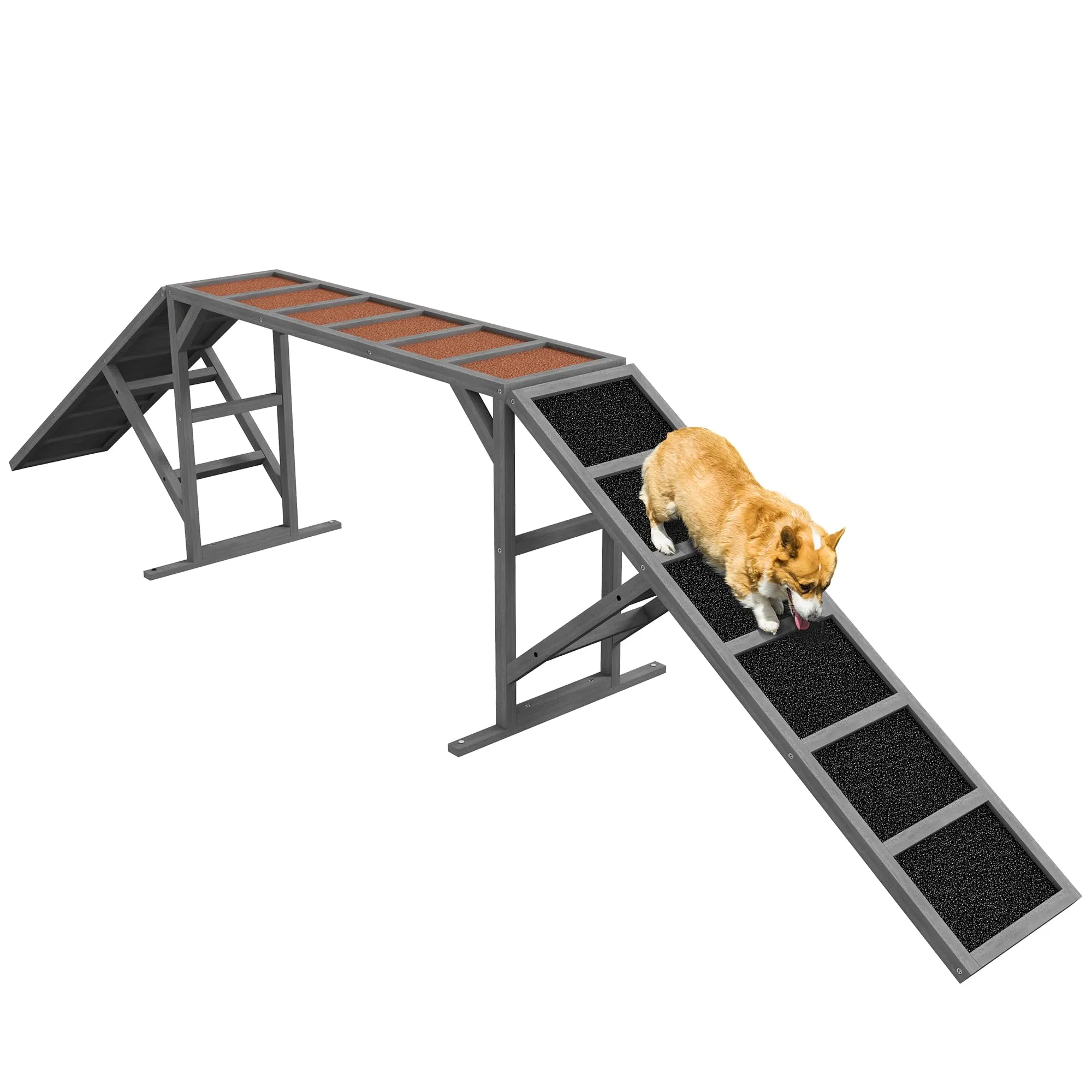 PawHut Rampa di Agilità per Cani con Superficie Antiscivolo e Barre di Sicurezza