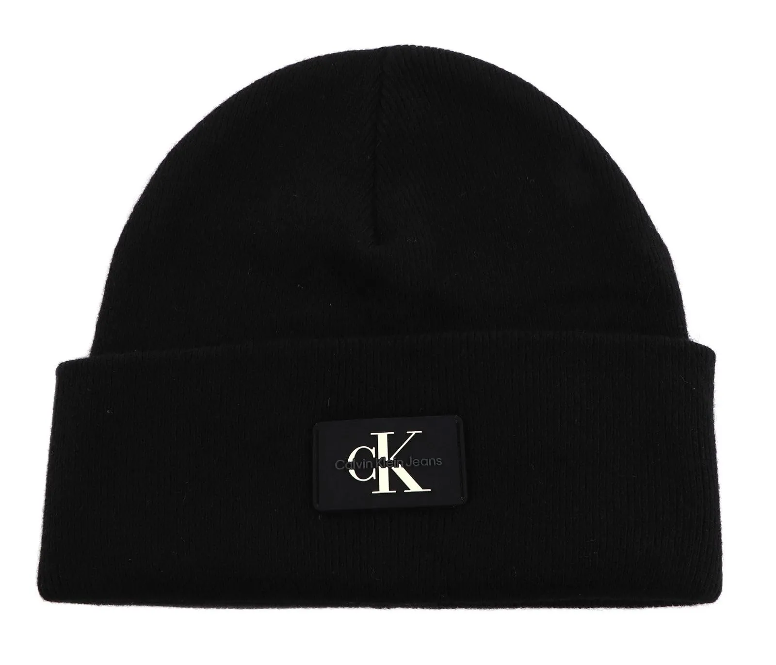 Calvin Klein Monologo Patch Non-Rib Beanie K50K511743 - Cappello in Maglia Uomo