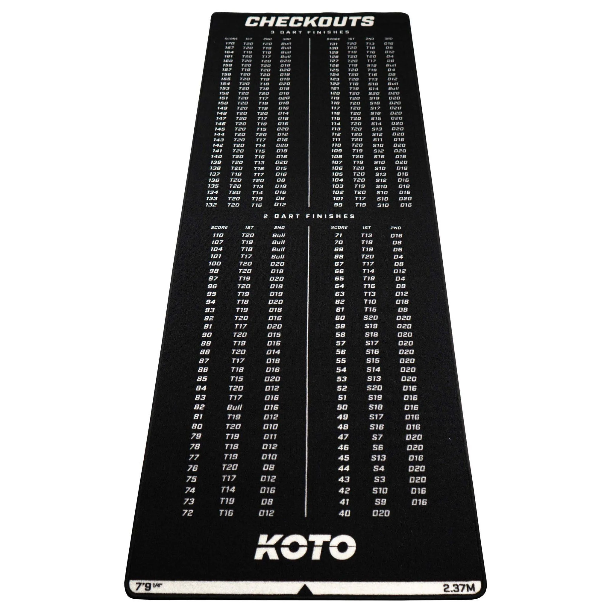KOTO - Tappeto Checkout Nero 237 x 80cm per Freccette